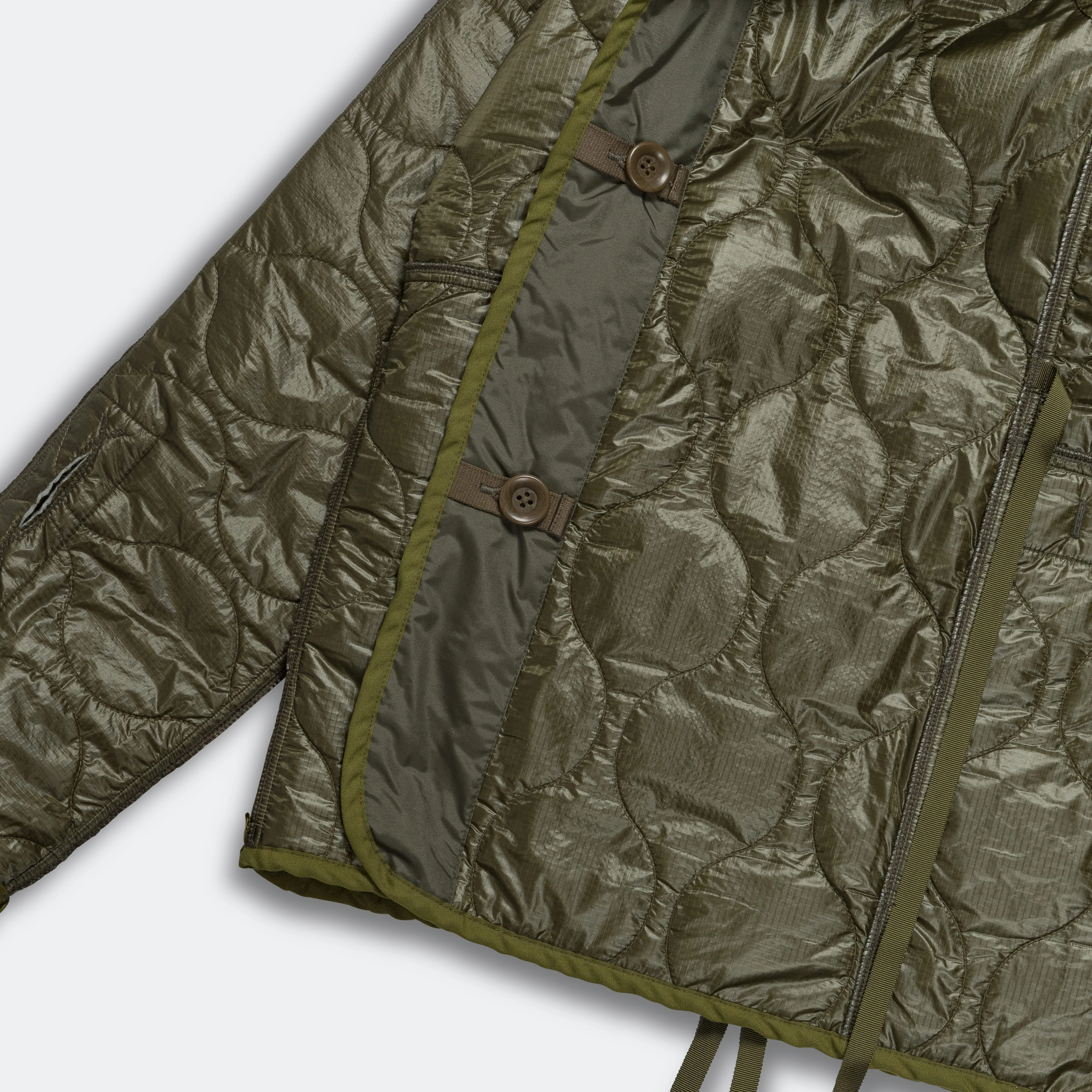 Nylon Quilting Lining RING Coat - Khaki - Image 7