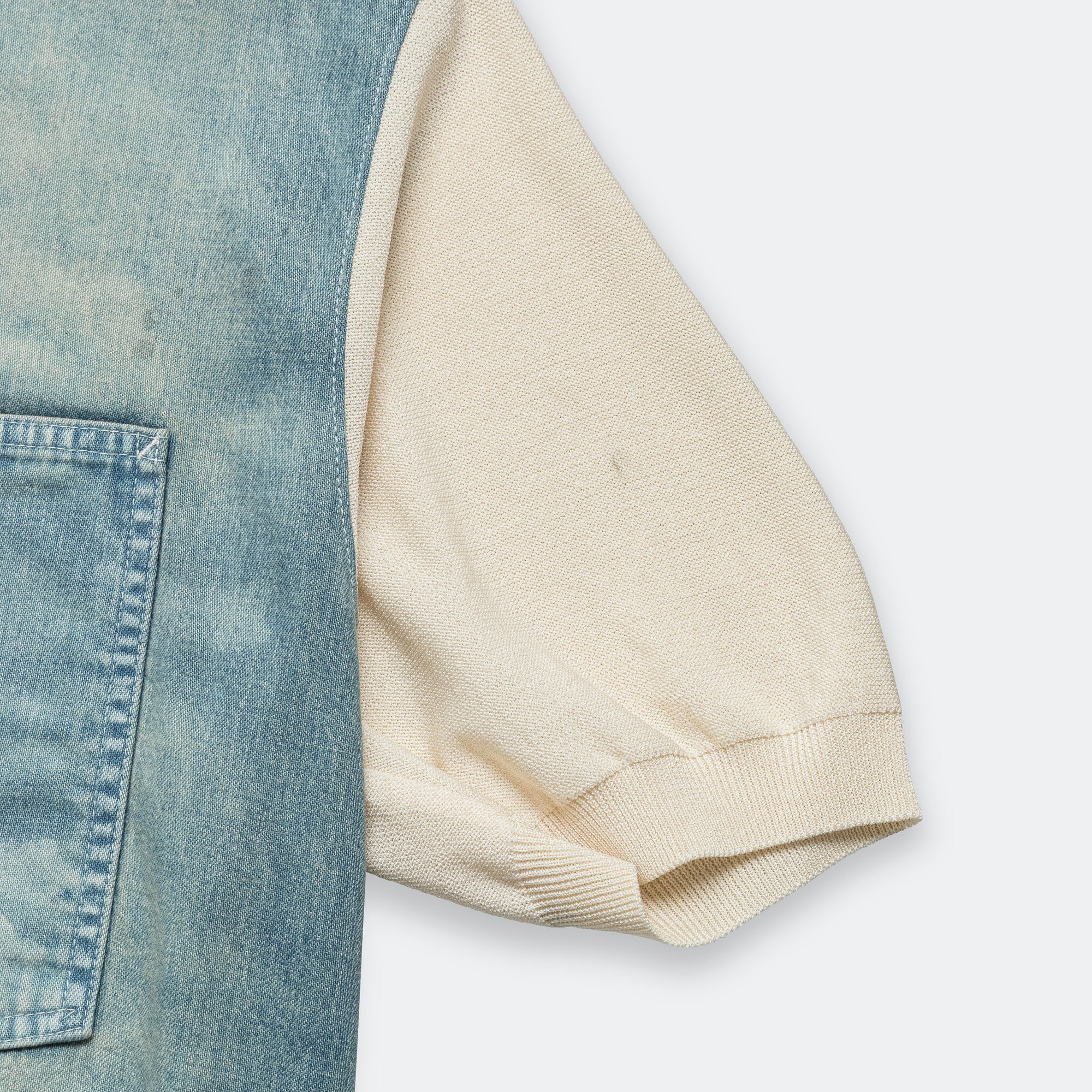 Knit x 8oz Denim Coverall Polo Shirt - Ecru - Image 6