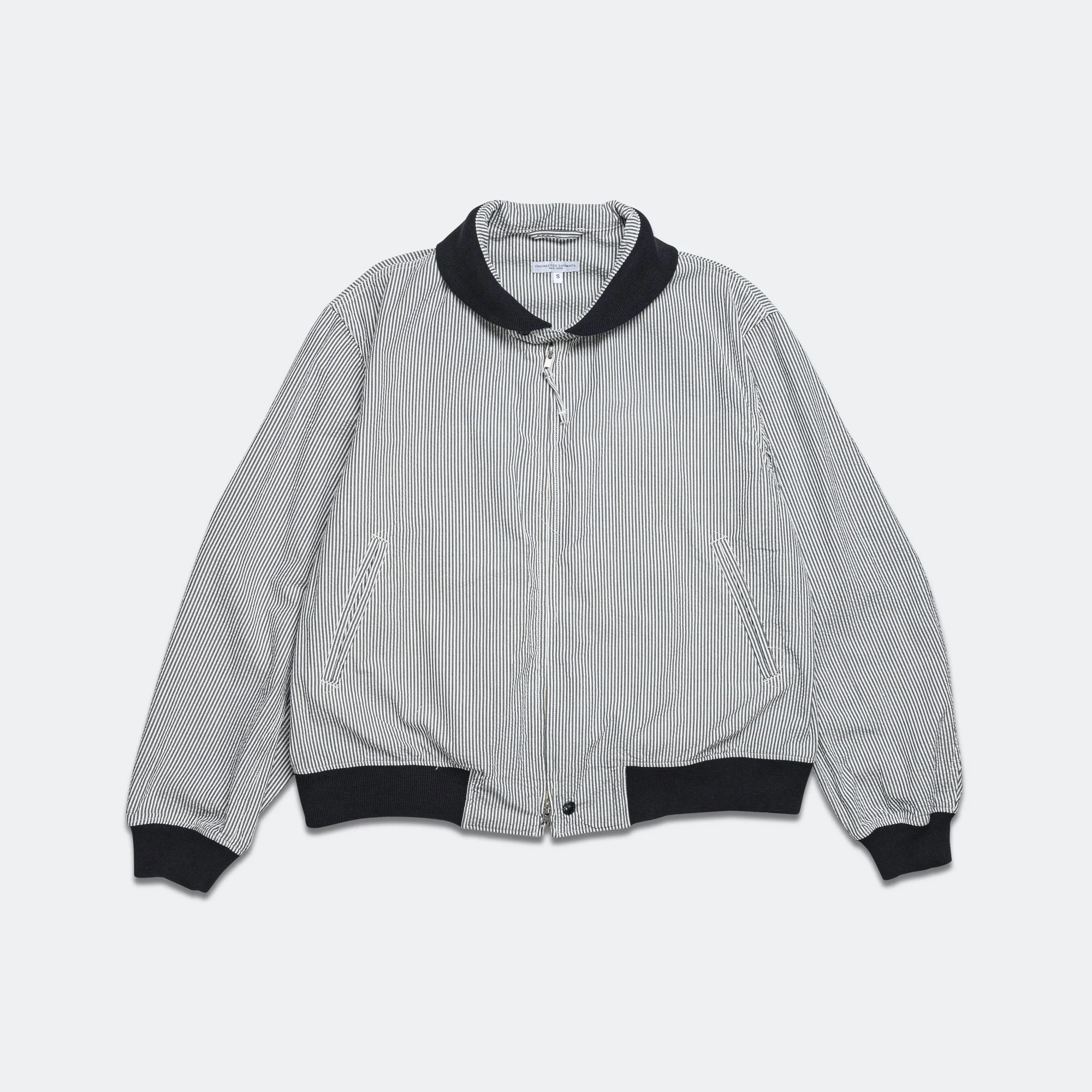 LL Jacket - Navy Cotton Seersucker Stripe