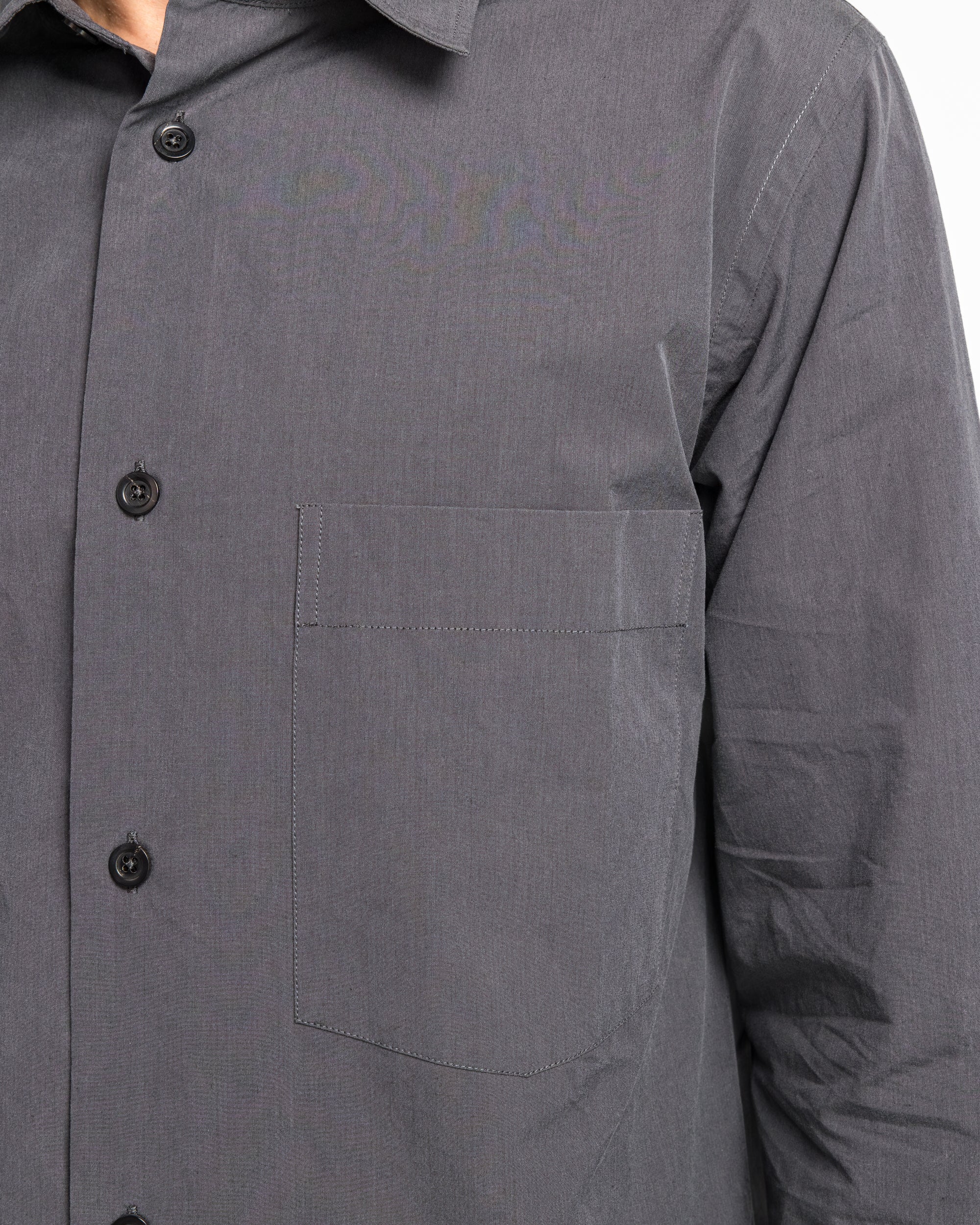 Basic Shirt - Charcoal Yarn Dye Cotton Poplin - Image 5