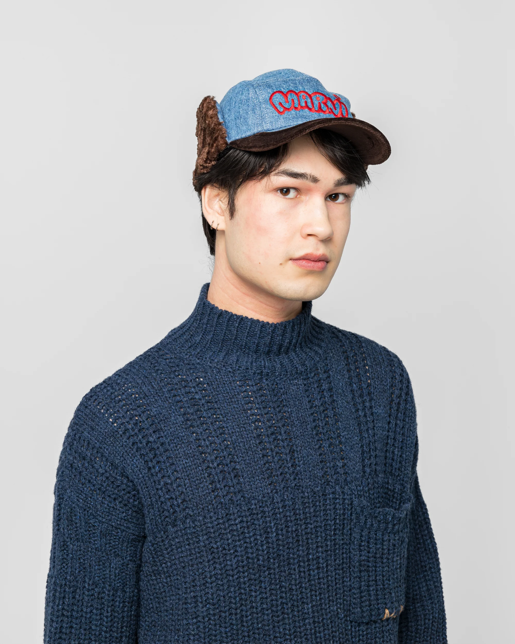 Baseball Trapper Hat - Washed Bull Denim - Image 2
