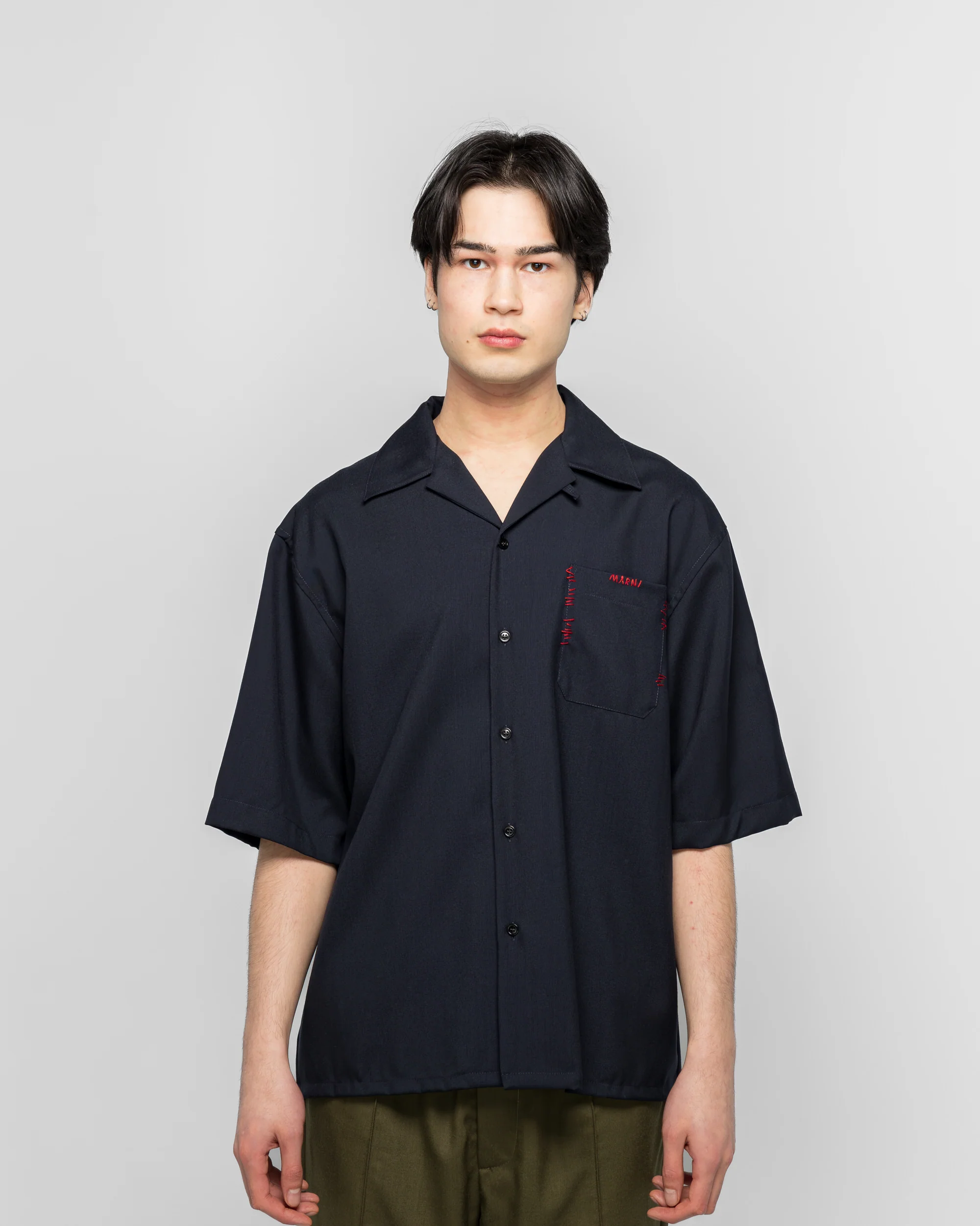 S/S Tropical Wool Shirt - Blublack - Image 2