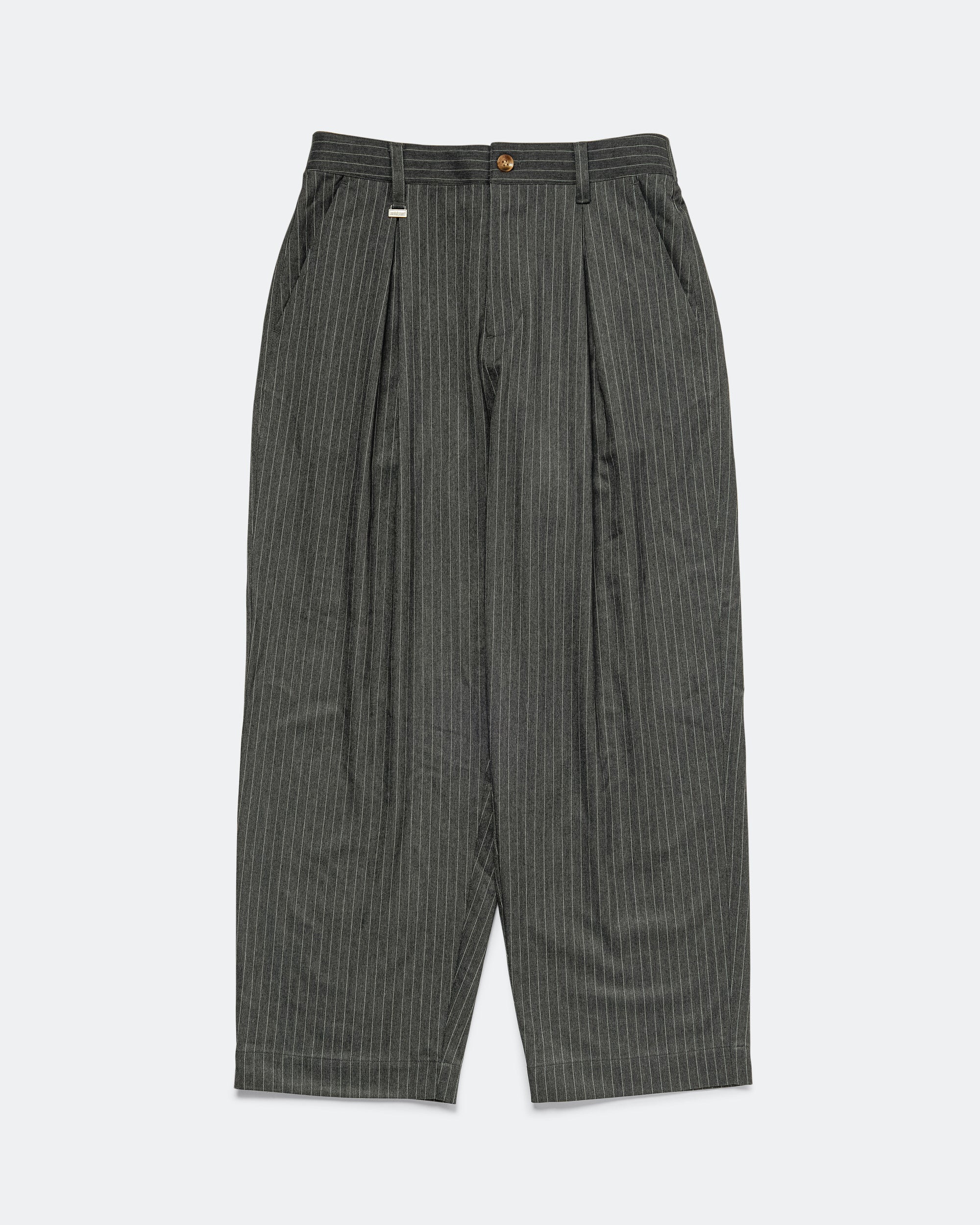 Elastic Waist Baggy Pant - Grey Pinstripe