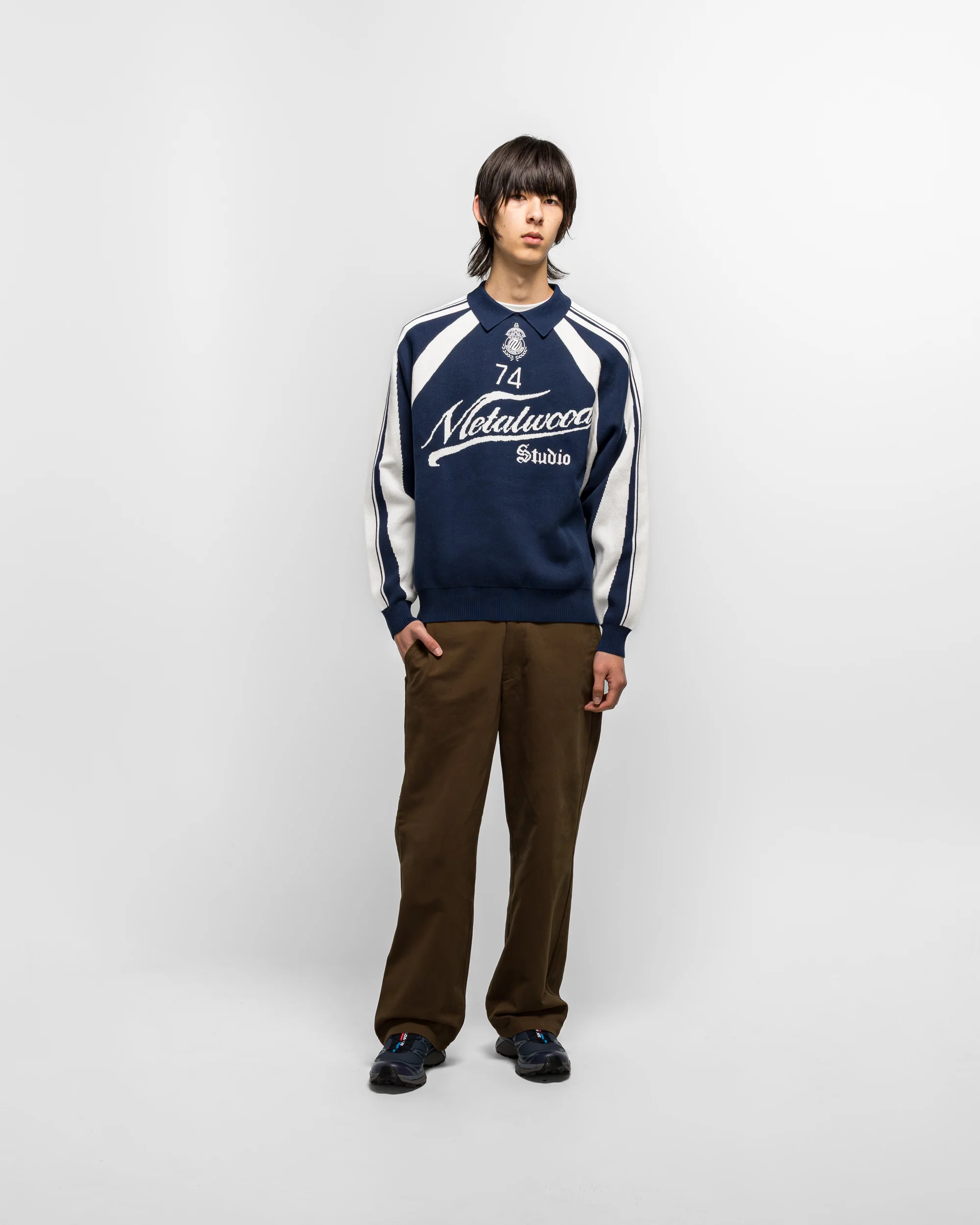 Knit Football Top - Navy - Image 5
