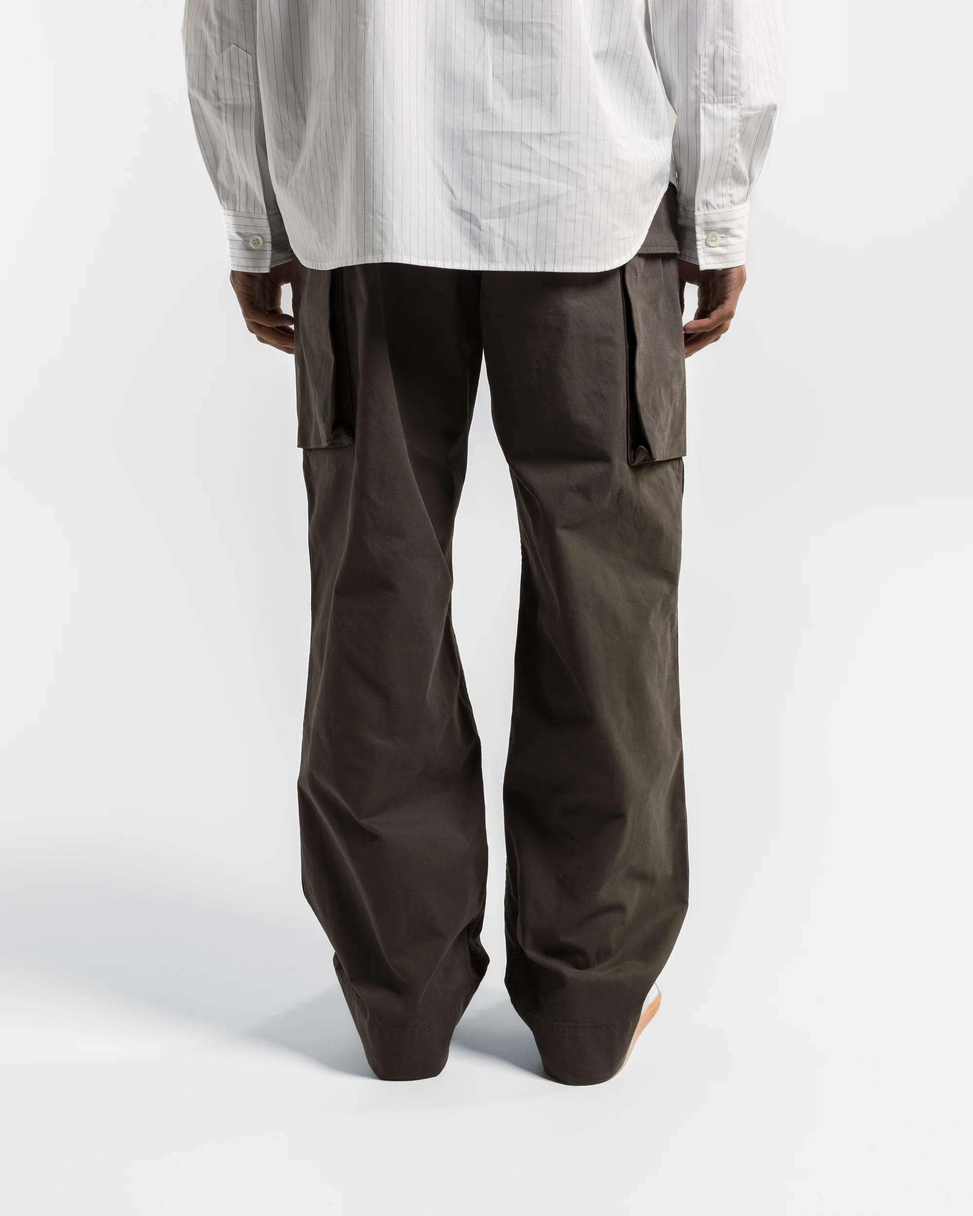 Cargo Pocket Trousers - Ebony Plain Cotton Drill - Image 4