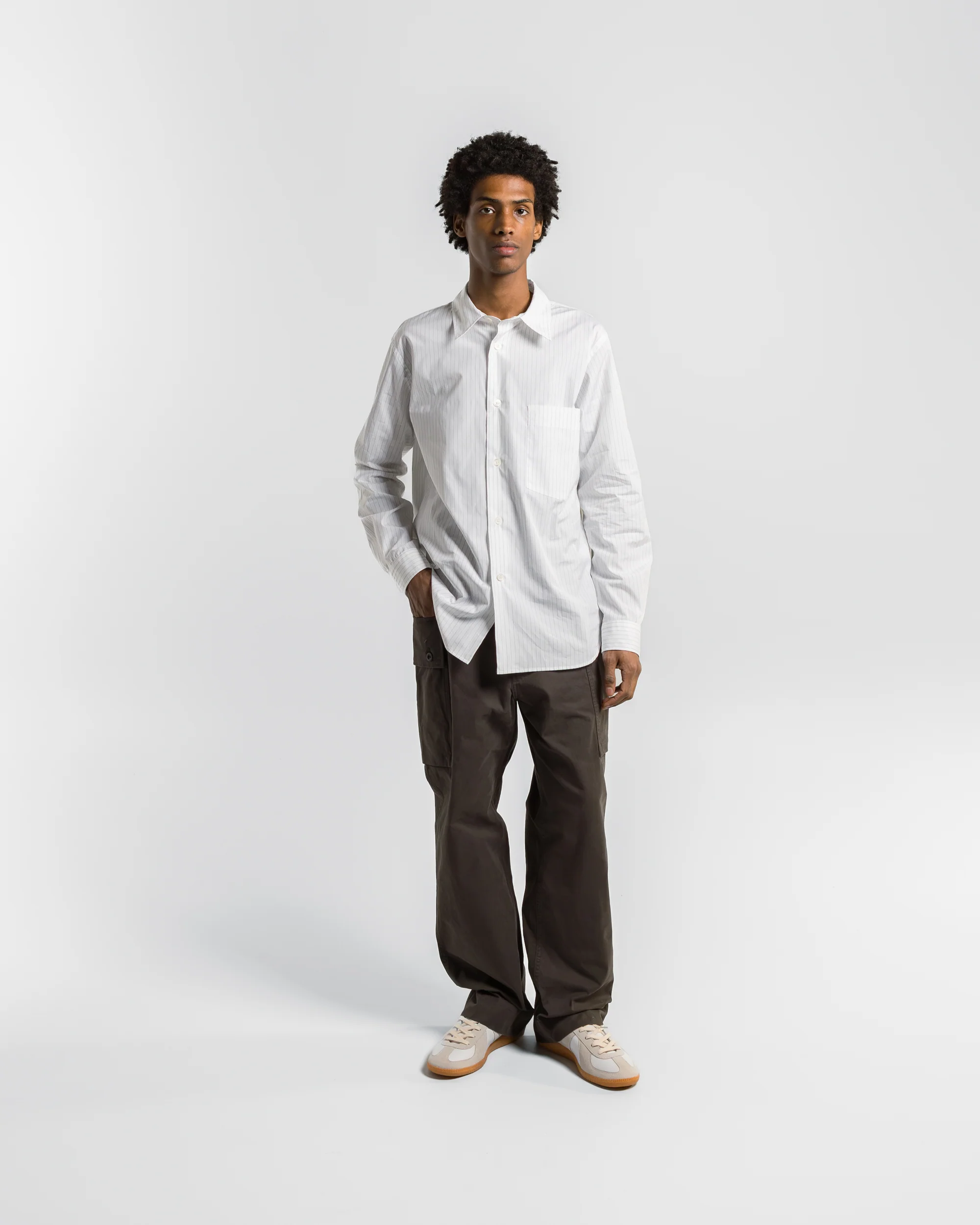 Cargo Pocket Trousers - Ebony Plain Cotton Drill - Image 6