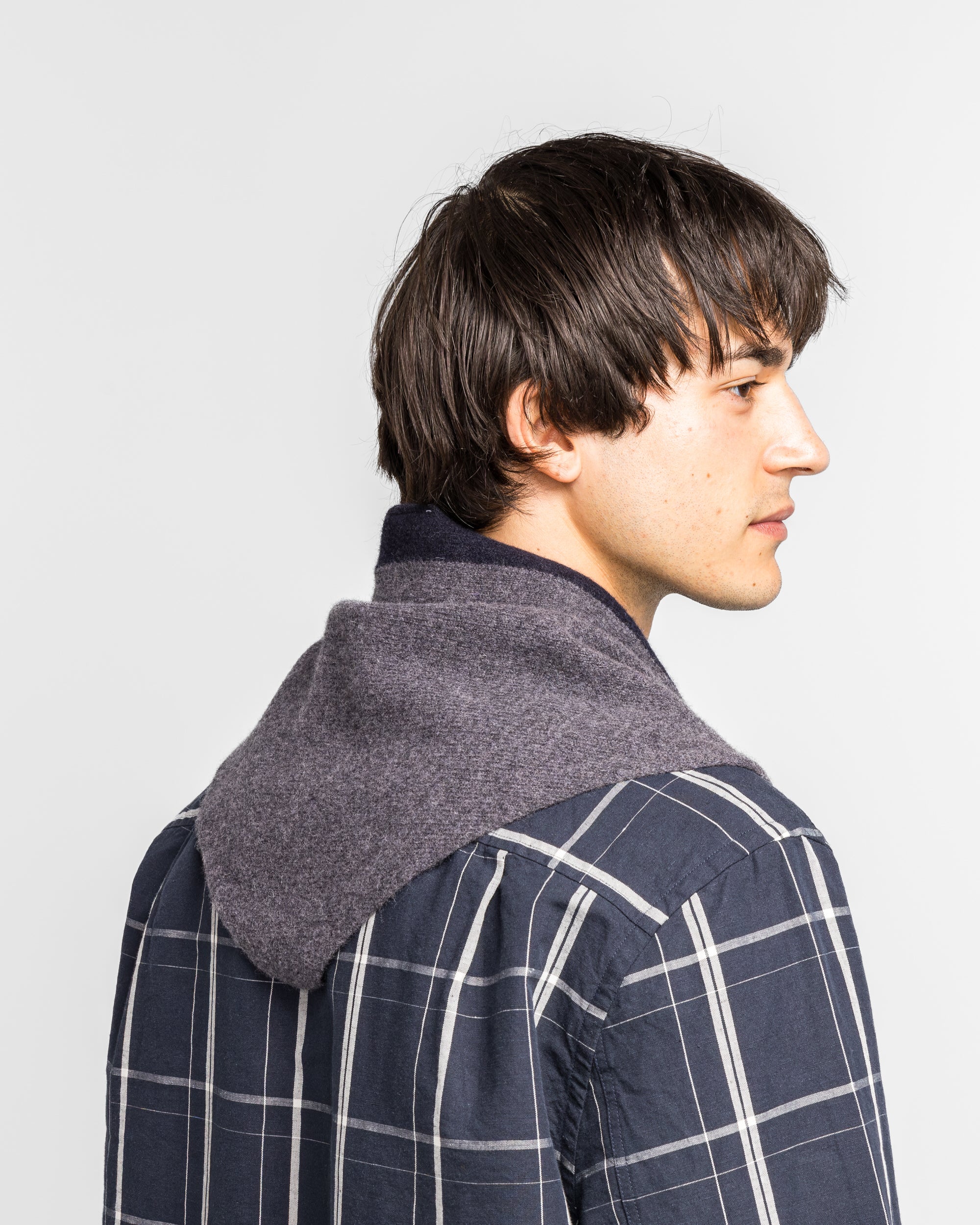 Tipped Scout Scarf - Grey/Ink Lambswool - Image 3