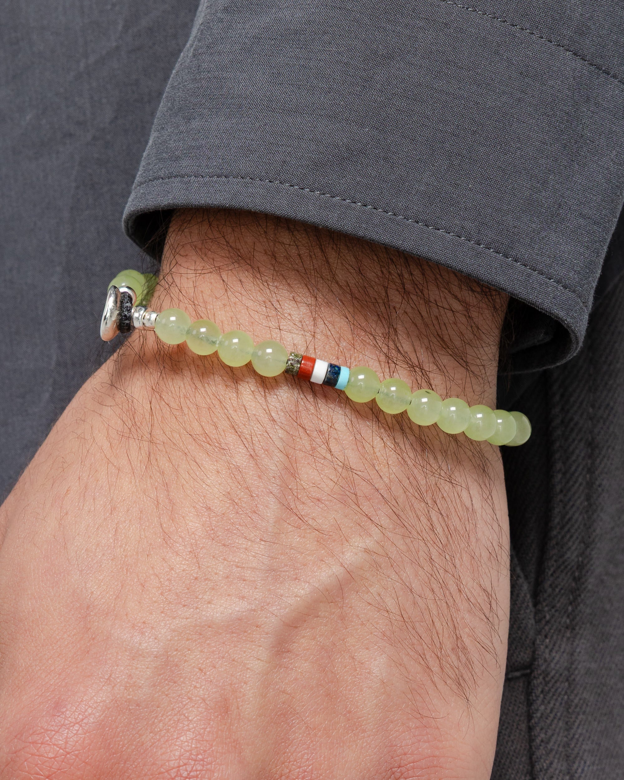 6mm Bracelet x UP THERE - Green Jade/925 Silver - Image 2