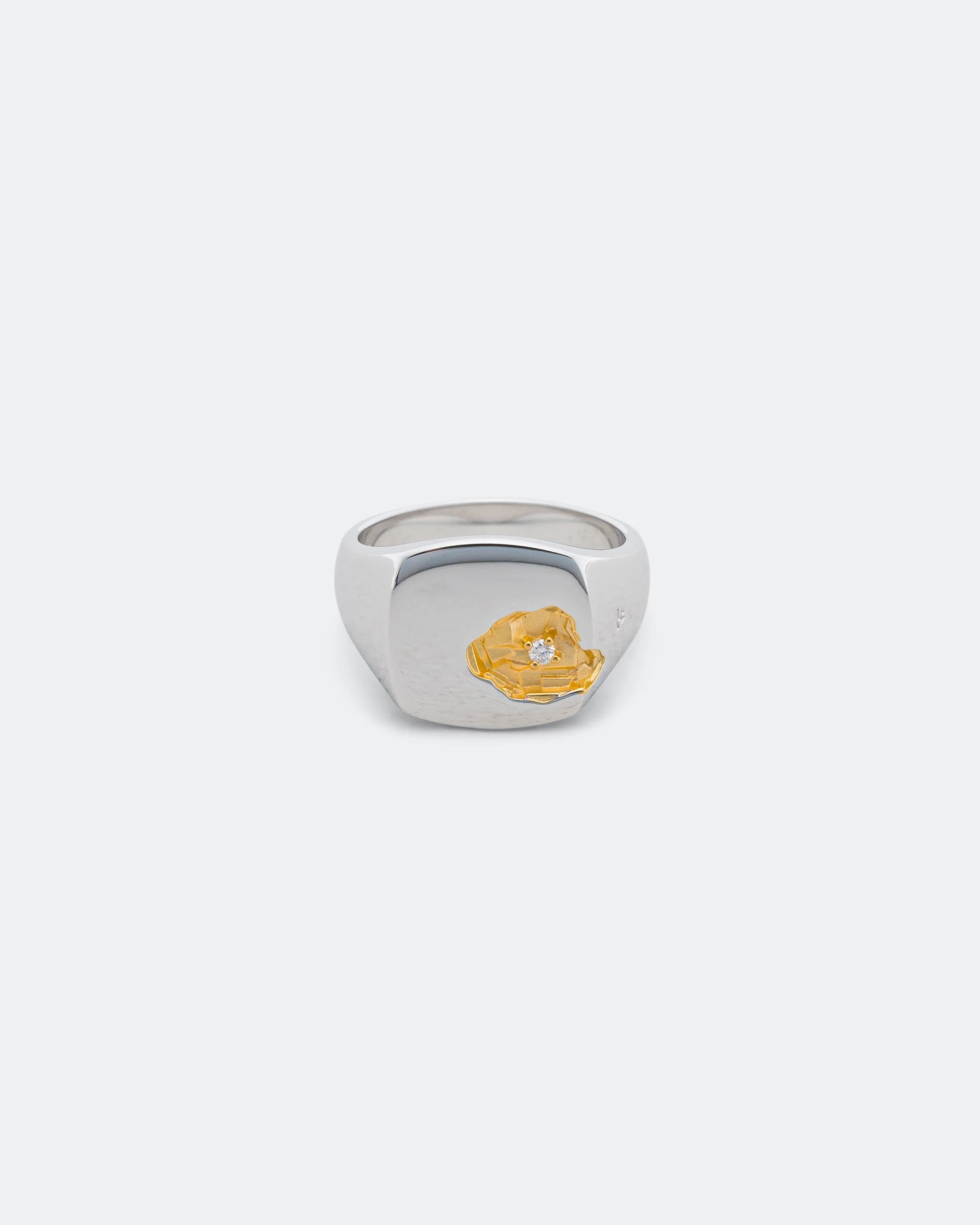 Mined Ring Large Diamond - 18K Gold/925 Silver