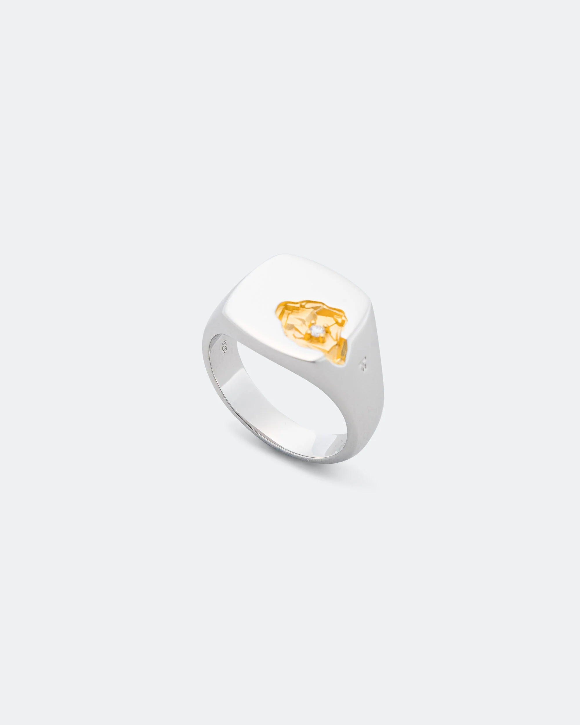 Mined Ring Large Diamond - 18K Gold/925 Silver - Image 4