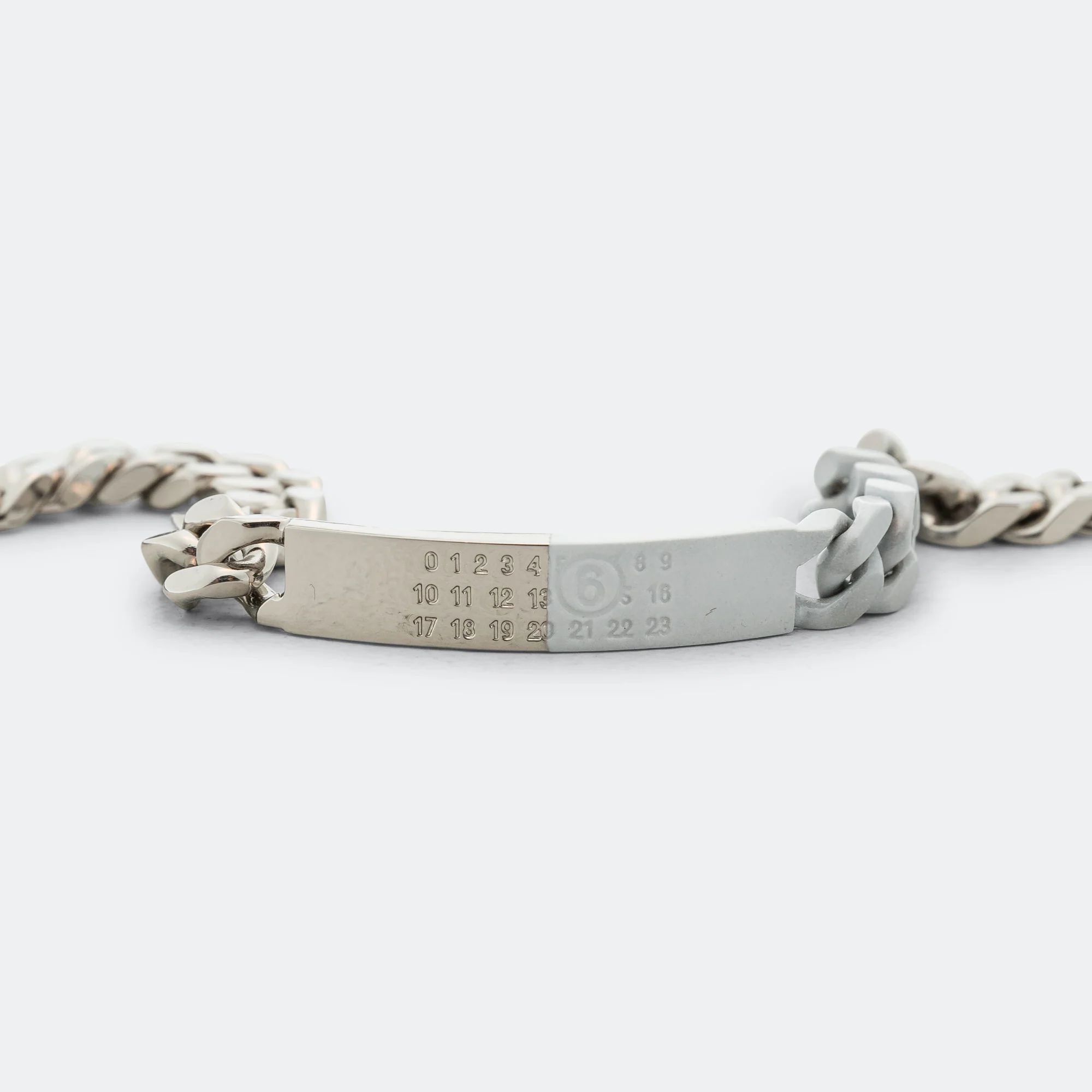 Minimal Logo ID Tag Curb Bracelet - Silver Toned Brass - Image 4