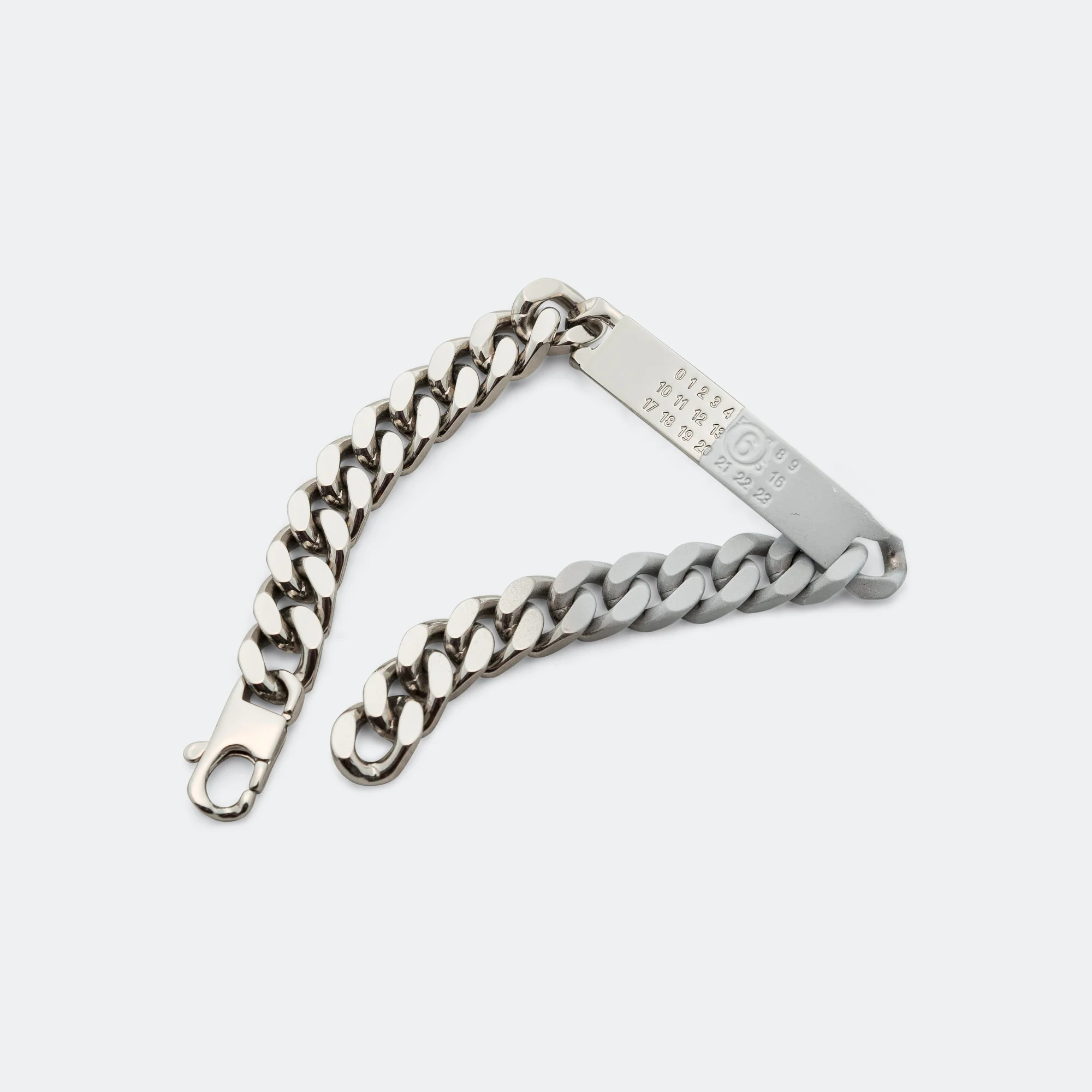 Minimal Logo ID Tag Curb Bracelet - Silver Toned Brass - Image 5
