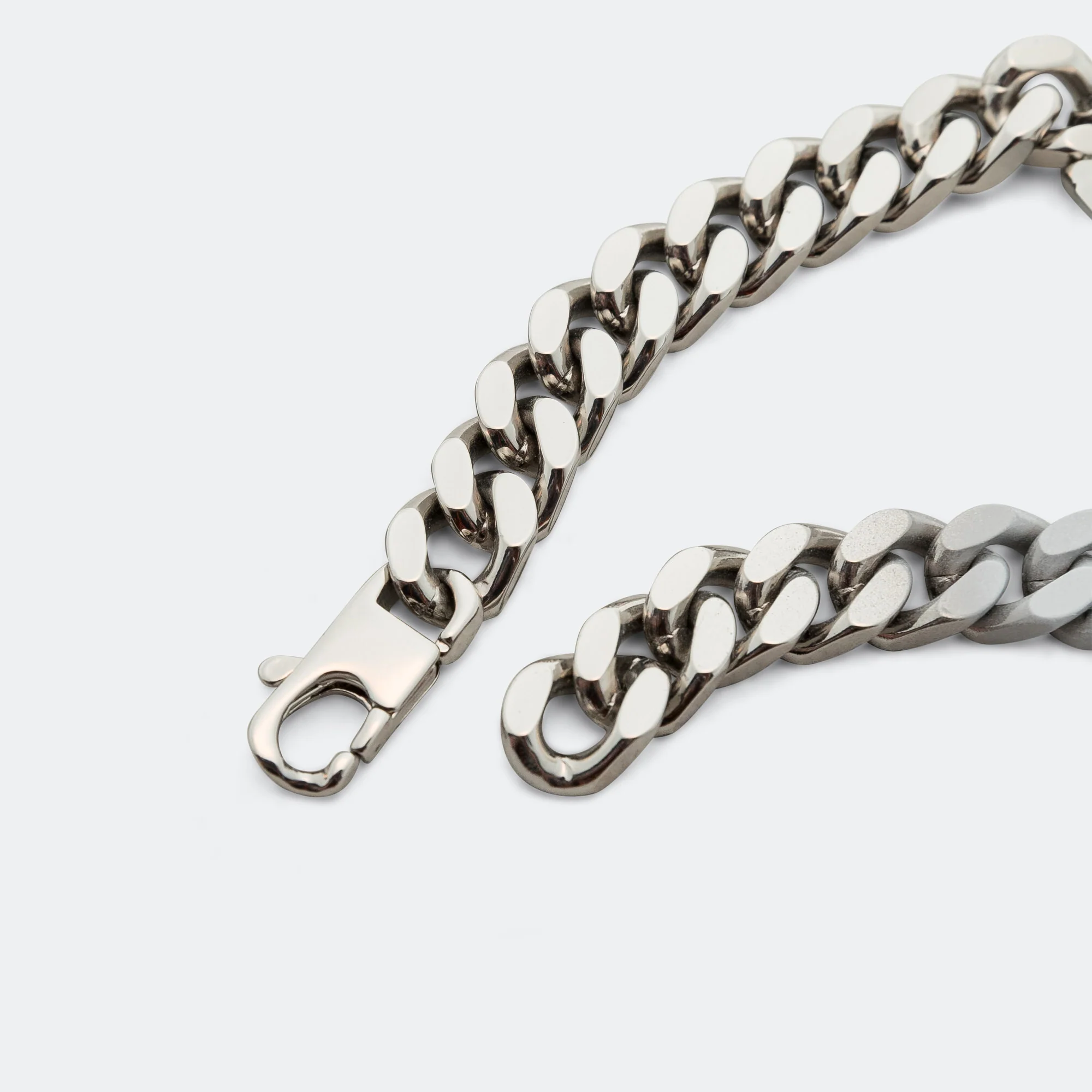 Minimal Logo ID Tag Curb Bracelet - Silver Toned Brass - Image 6