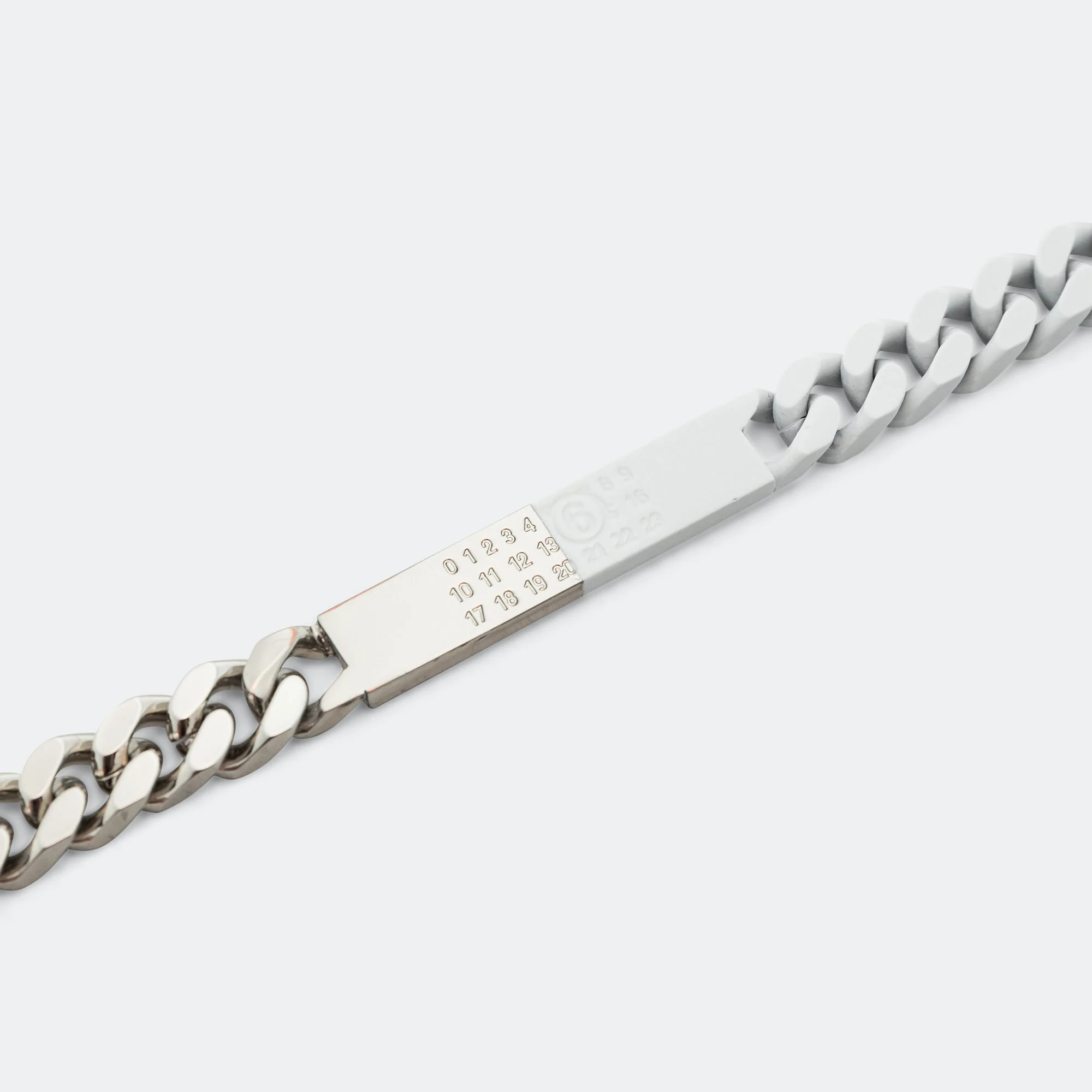 Minimal Logo ID Tag Curb Necklace - Silver Toned Brass - Image 5