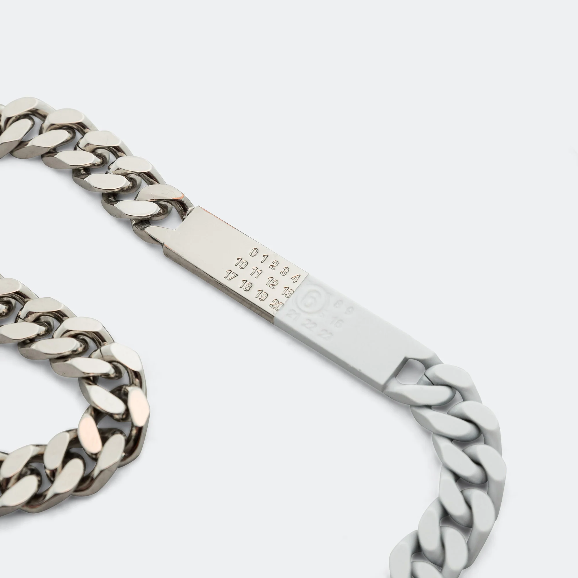 Minimal Logo ID Tag Curb Necklace - Silver Toned Brass - Image 8