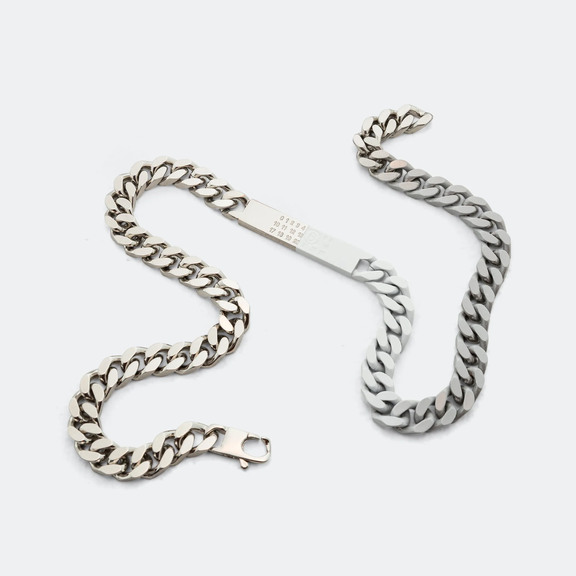 Minimal Logo ID Tag Curb Necklace - Silver Toned Brass - Image 9