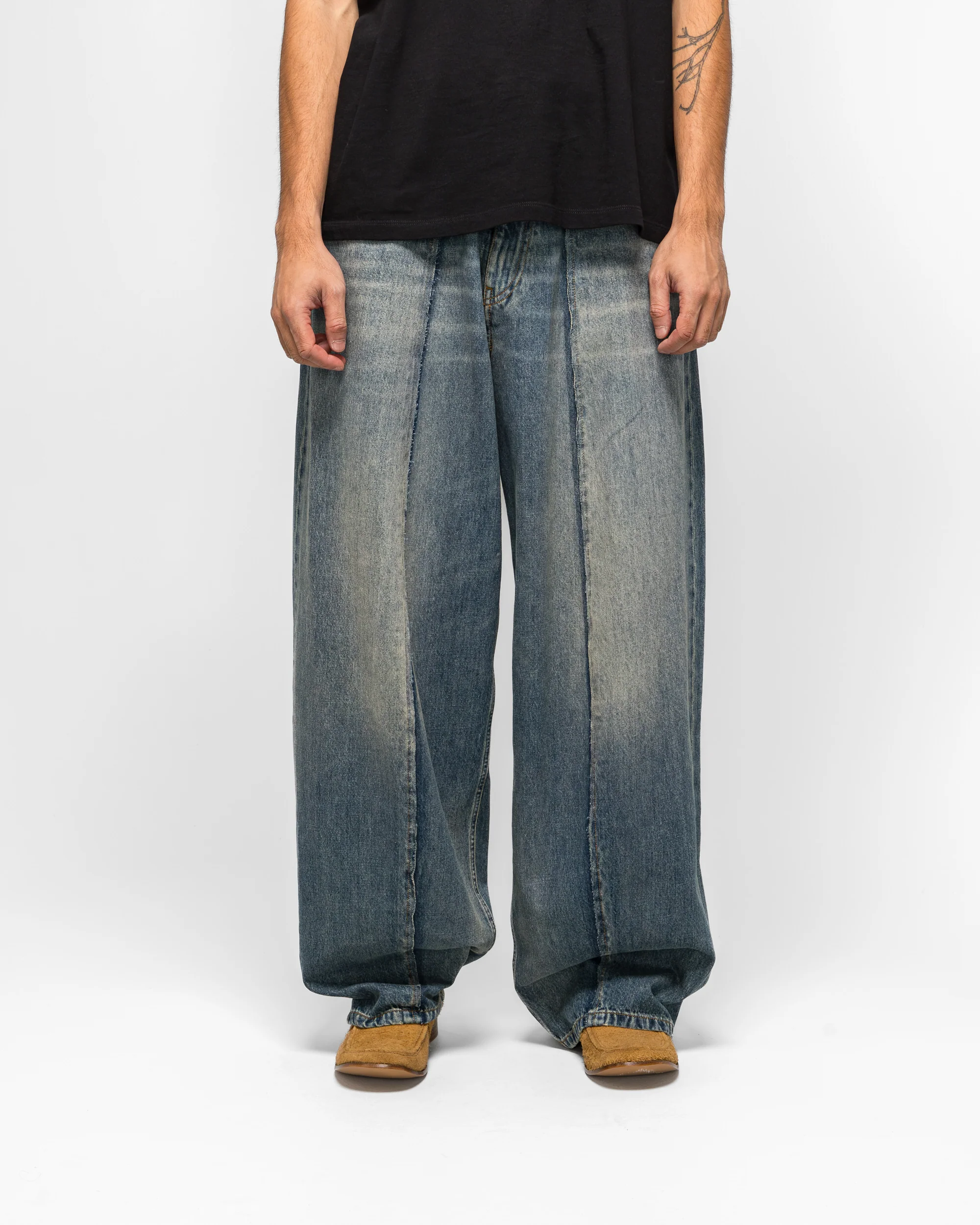 11oz Panelled Denim Trousers - Blue - Image 2