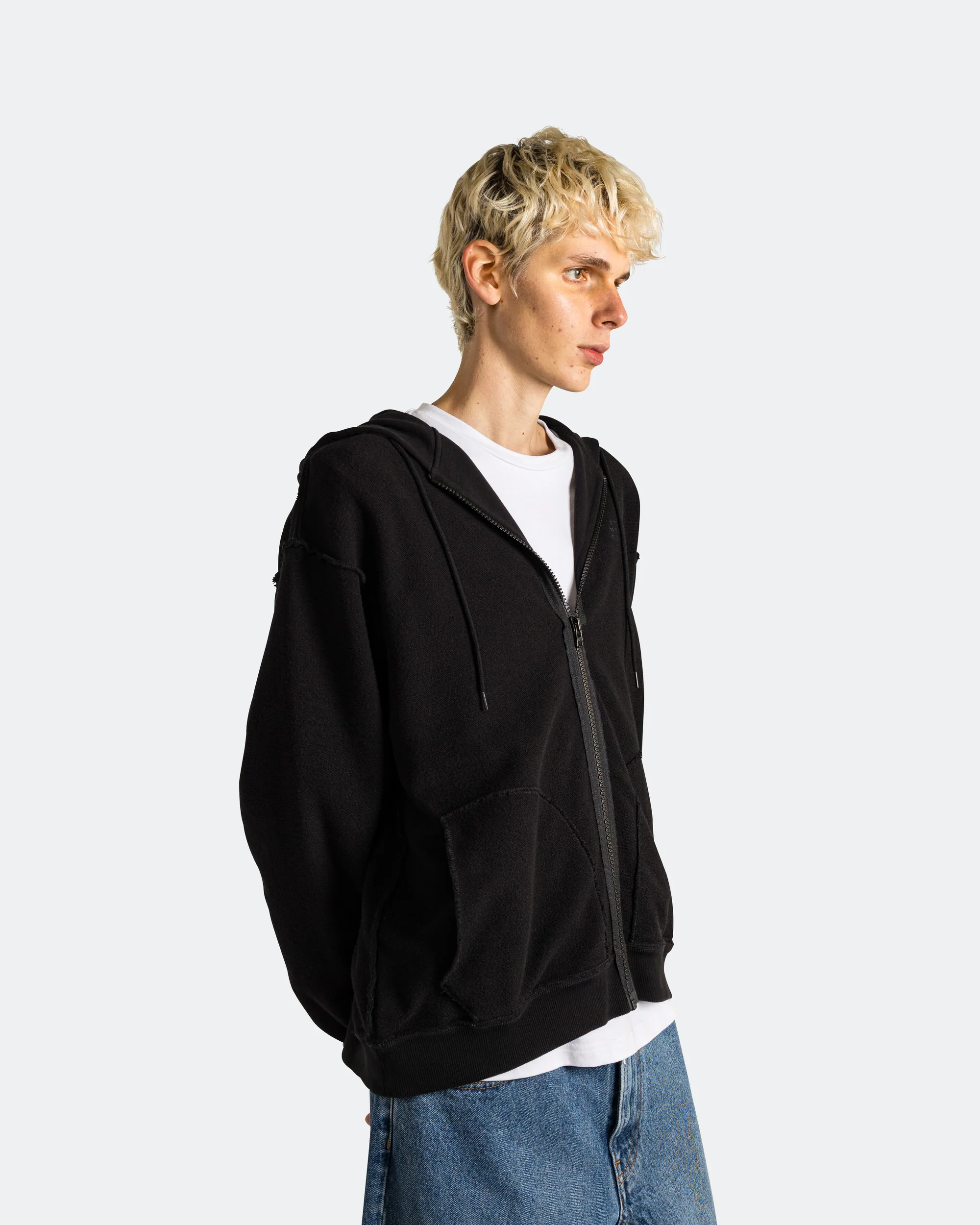 Brushed Sweat Jersey Zip-Up - Black - Image 3