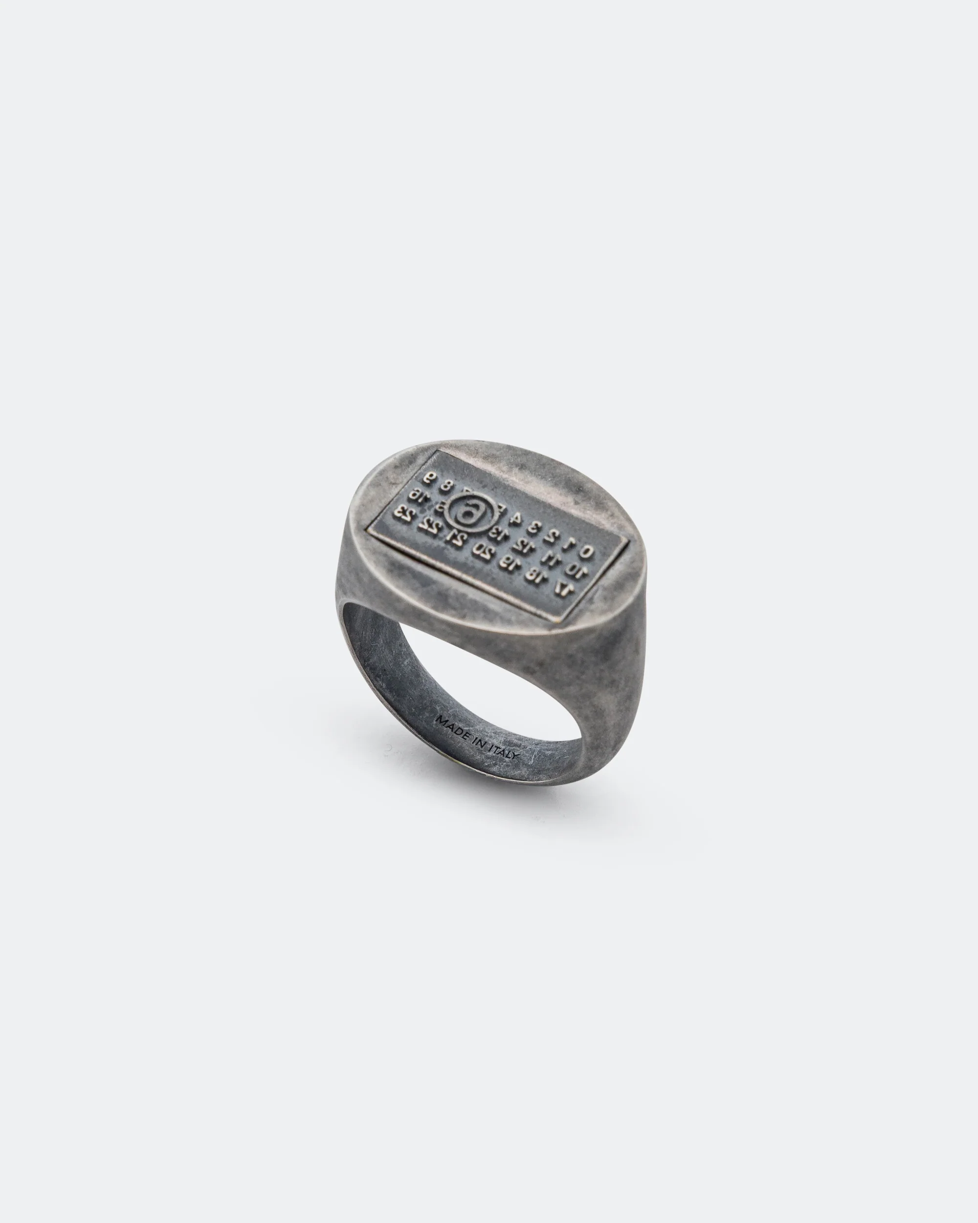 Minimal Logo 4mm Signet Ring - Silver Toned Brass - Image 3