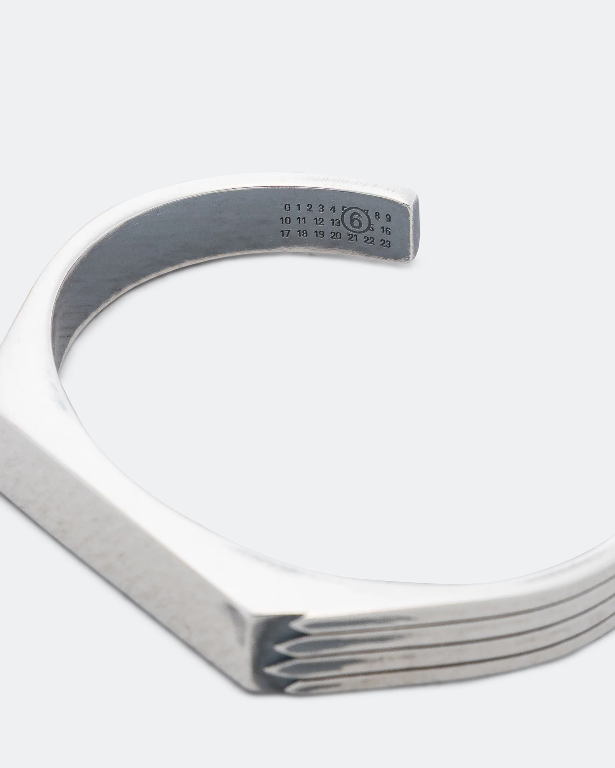 Minimal Logo Cuff Bracelet - Silver Toned Brass - Image 4