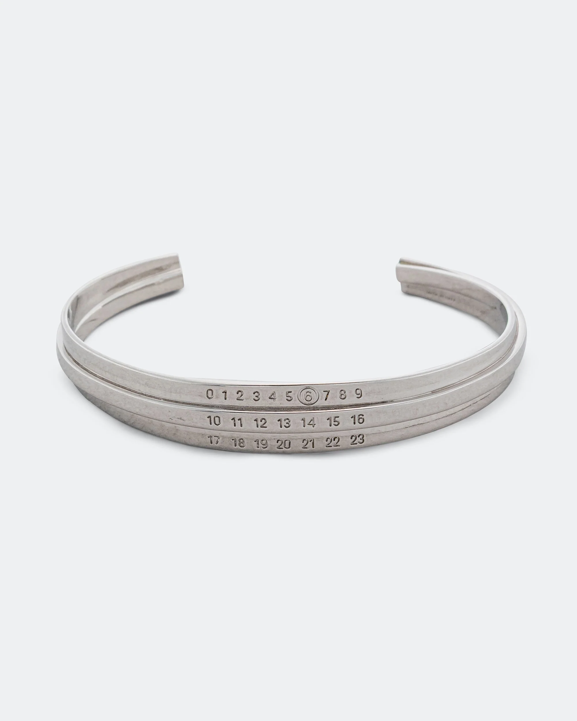 Stacked Enamel Logo Cuff - Silver Toned Brass