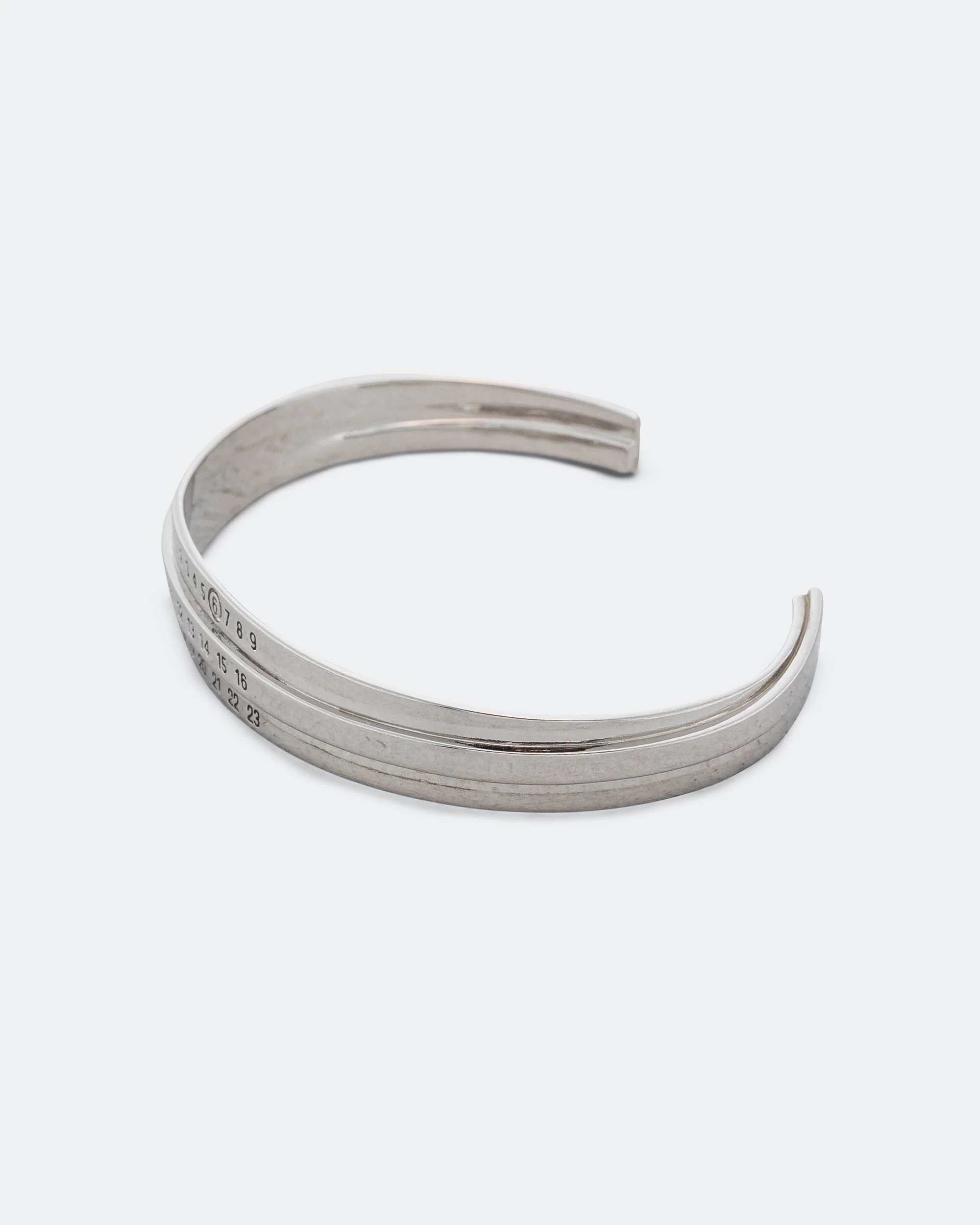 Stacked Enamel Logo Cuff - Silver Toned Brass - Image 3