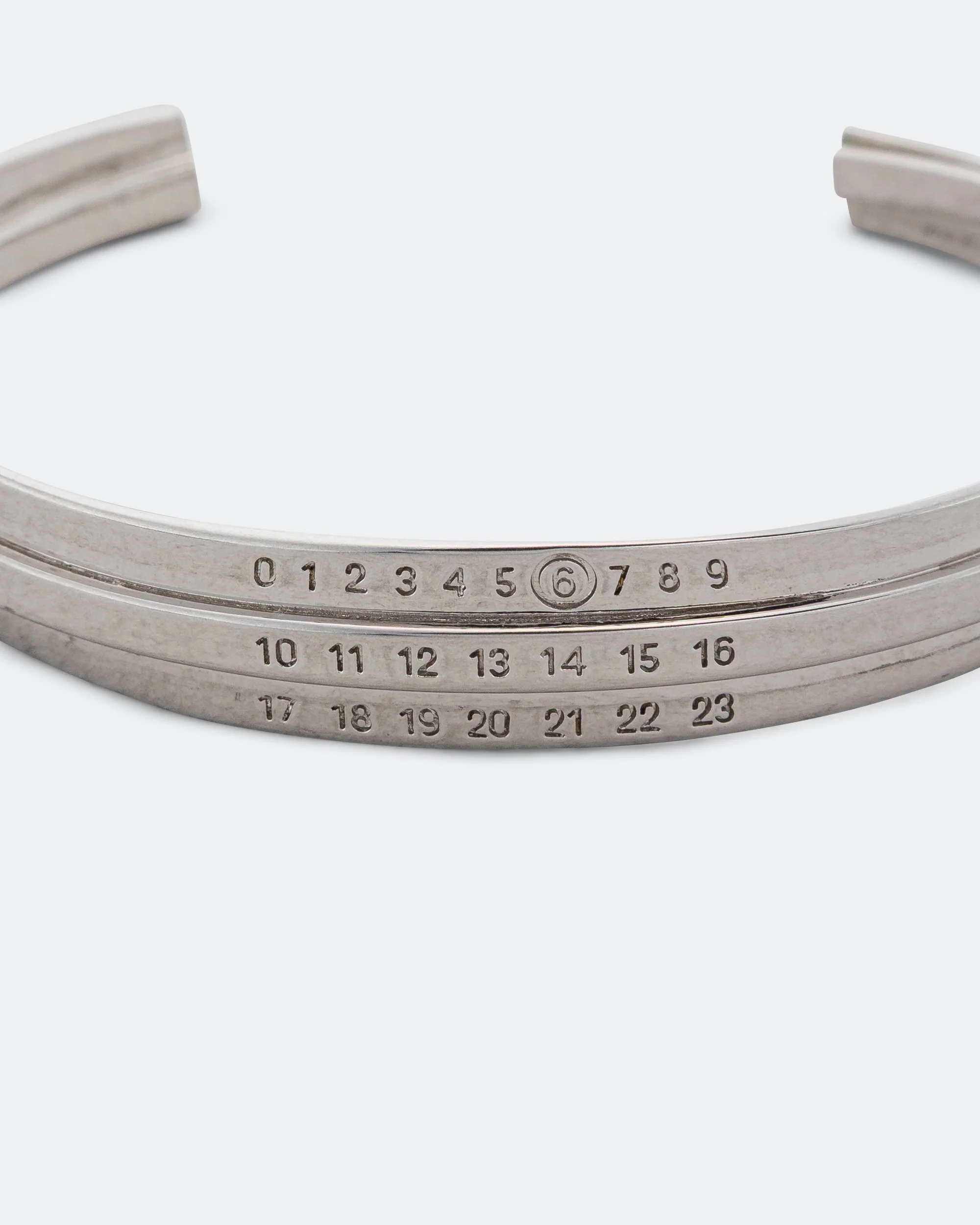 Stacked Enamel Logo Cuff - Silver Toned Brass - Image 4