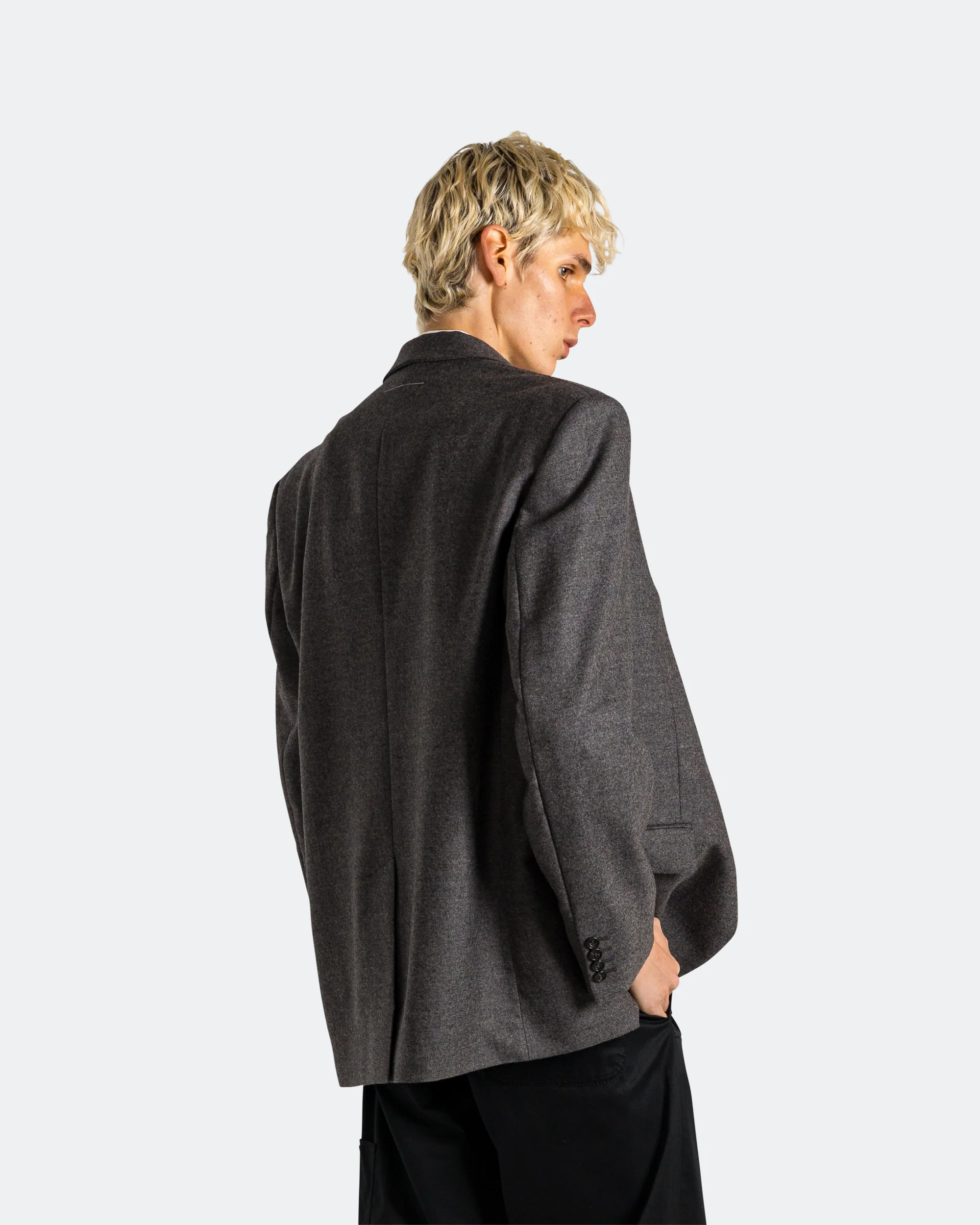 Tailored Wool Jacket - Dark Grey Melange - Image 3