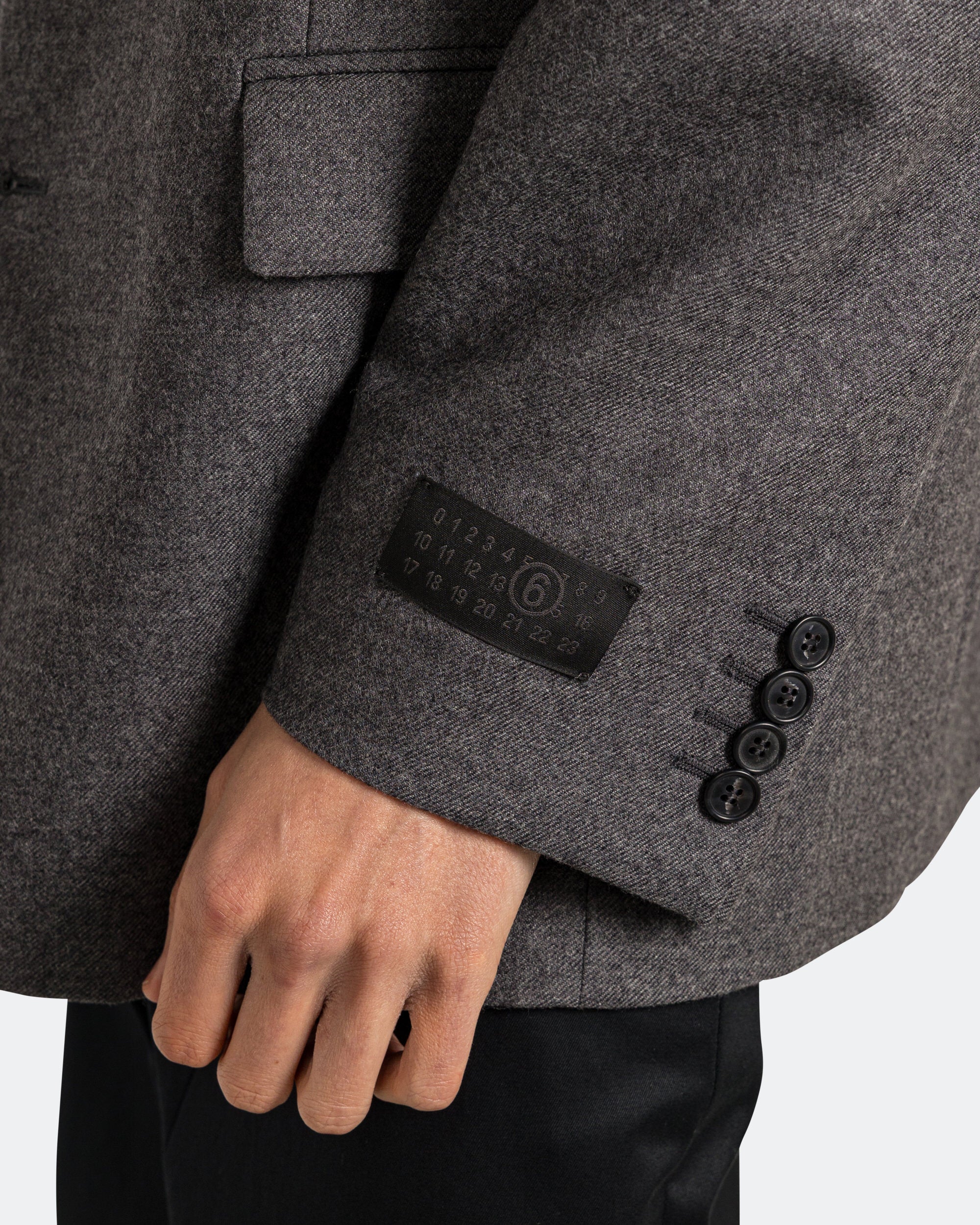 Tailored Wool Jacket - Dark Grey Melange - Image 5