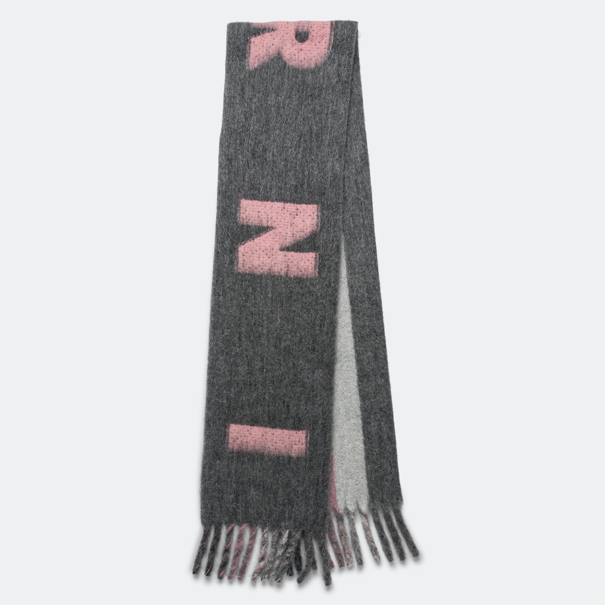 Mohair & Wool Maxi Logo Scarf - Neutral Grey - Image 3