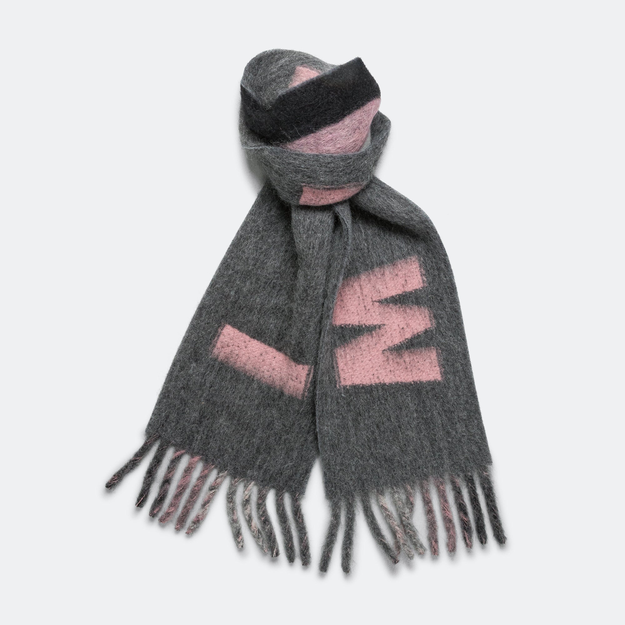 Mohair & Wool Maxi Logo Scarf - Neutral Grey - Image 4