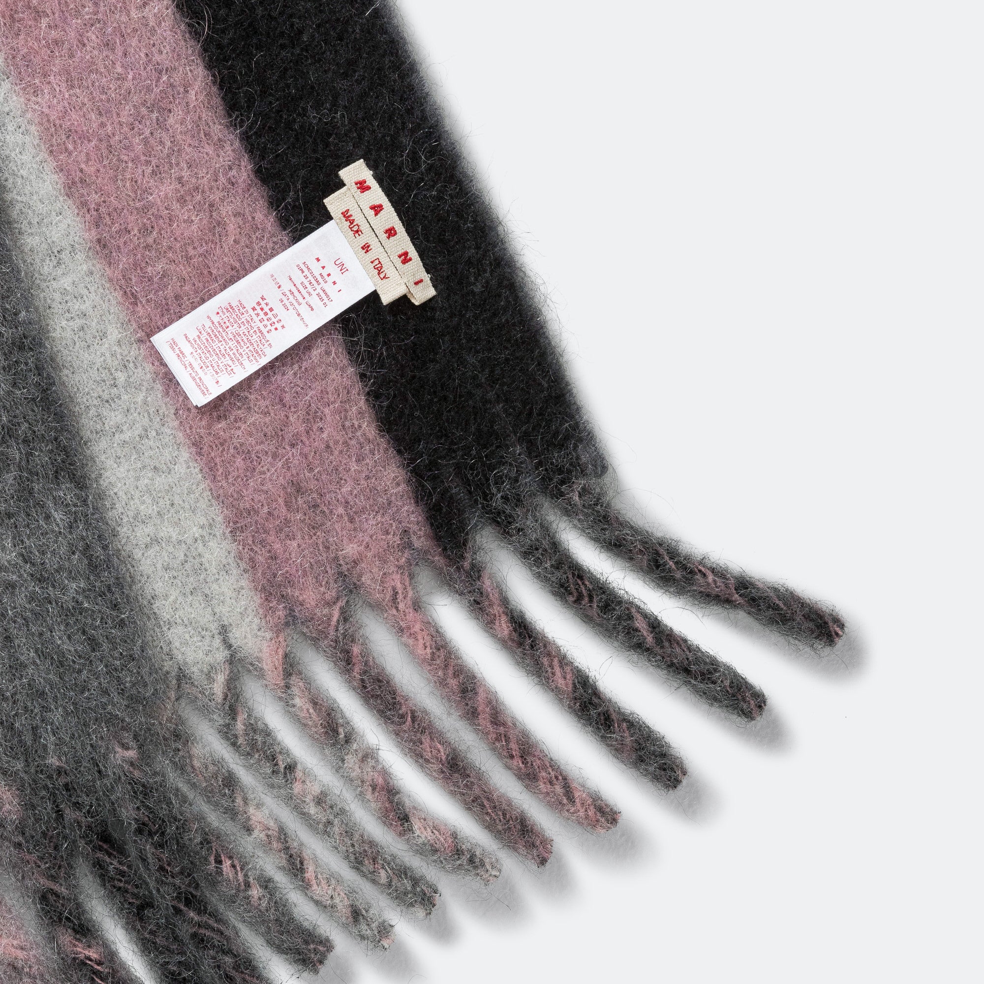 Mohair & Wool Maxi Logo Scarf - Neutral Grey - Image 6