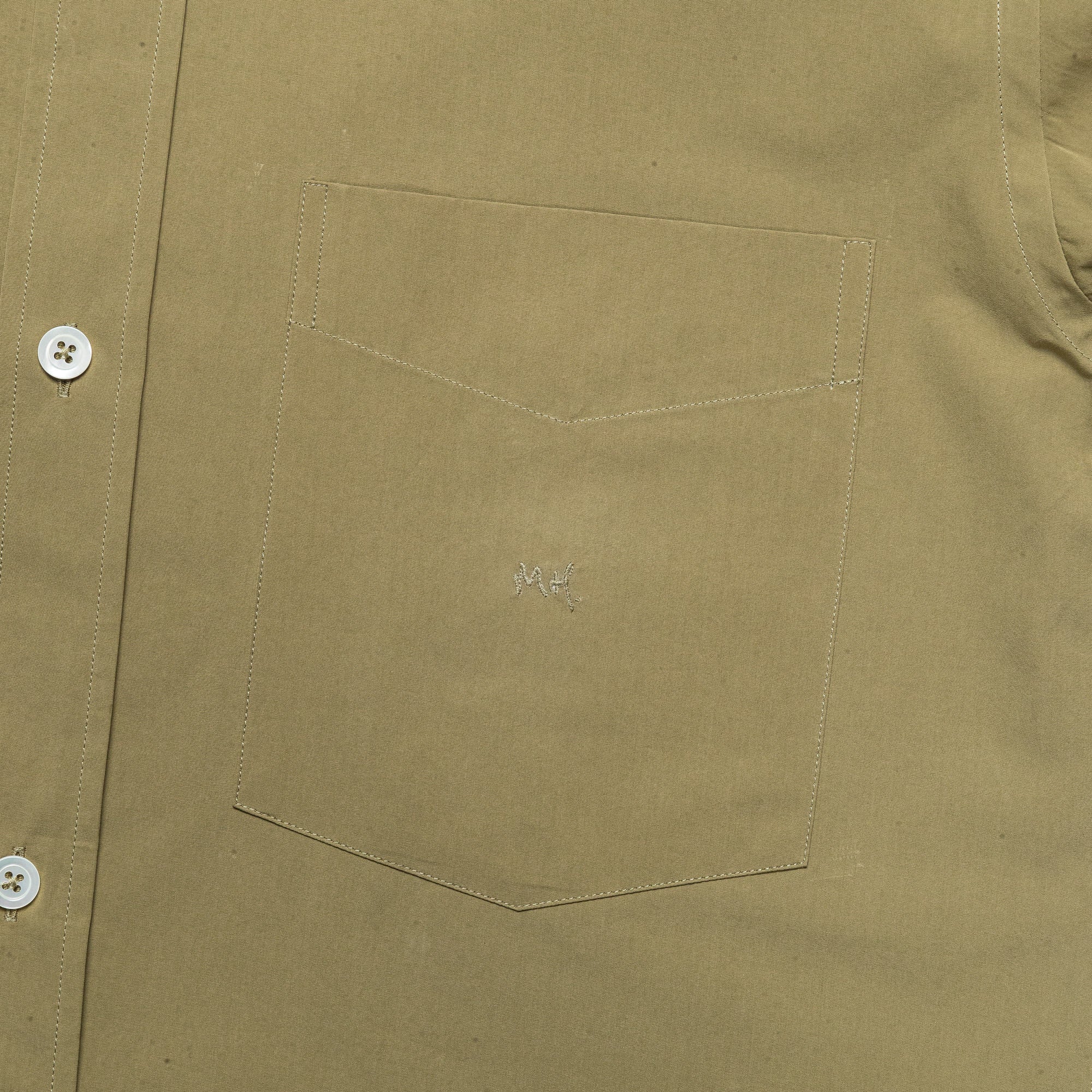 Monogram Shirt - Fine Cotton Poplin Warm Olive - Image 3