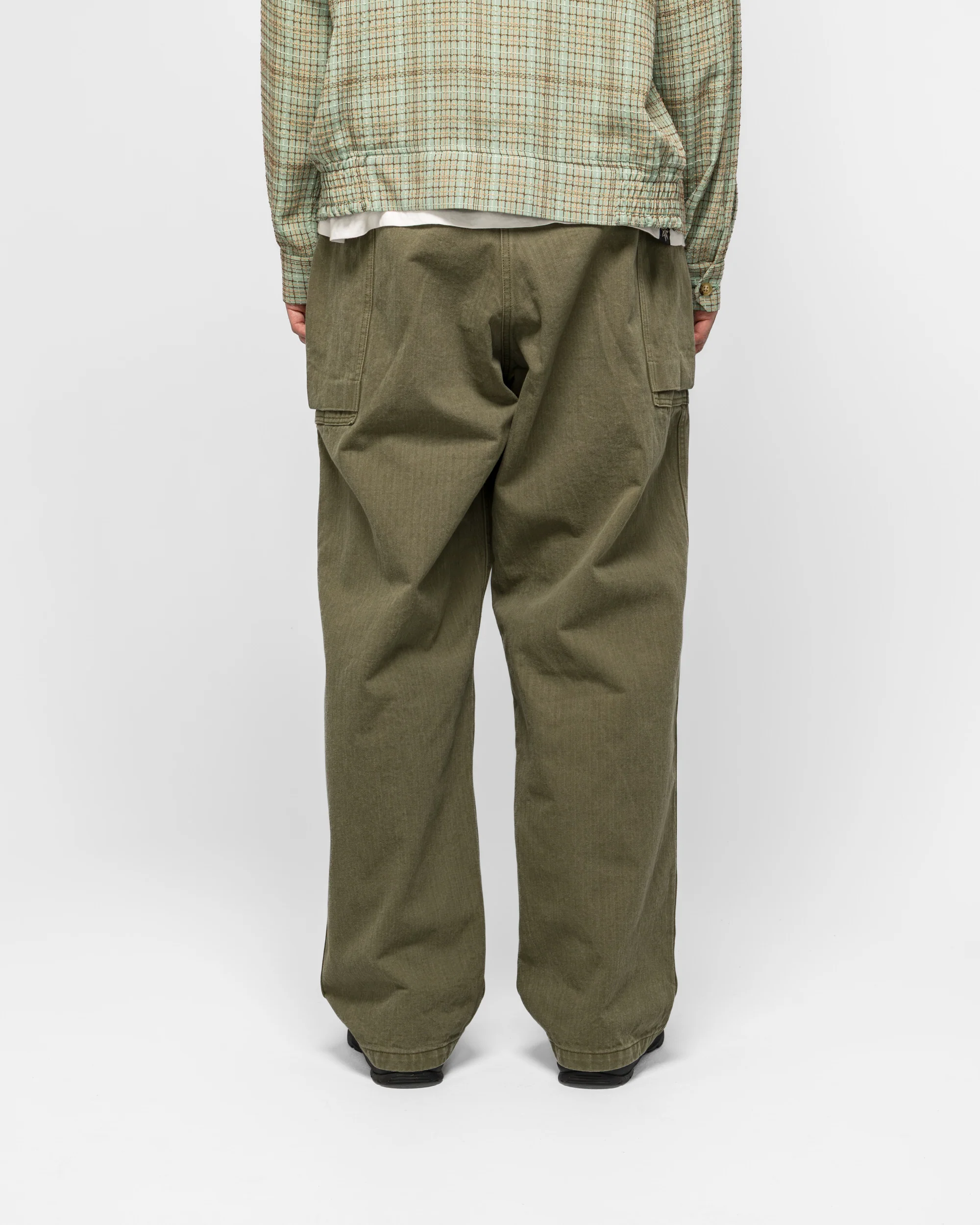 String Field Pant - Olive Cotton Herringbone - Image 4