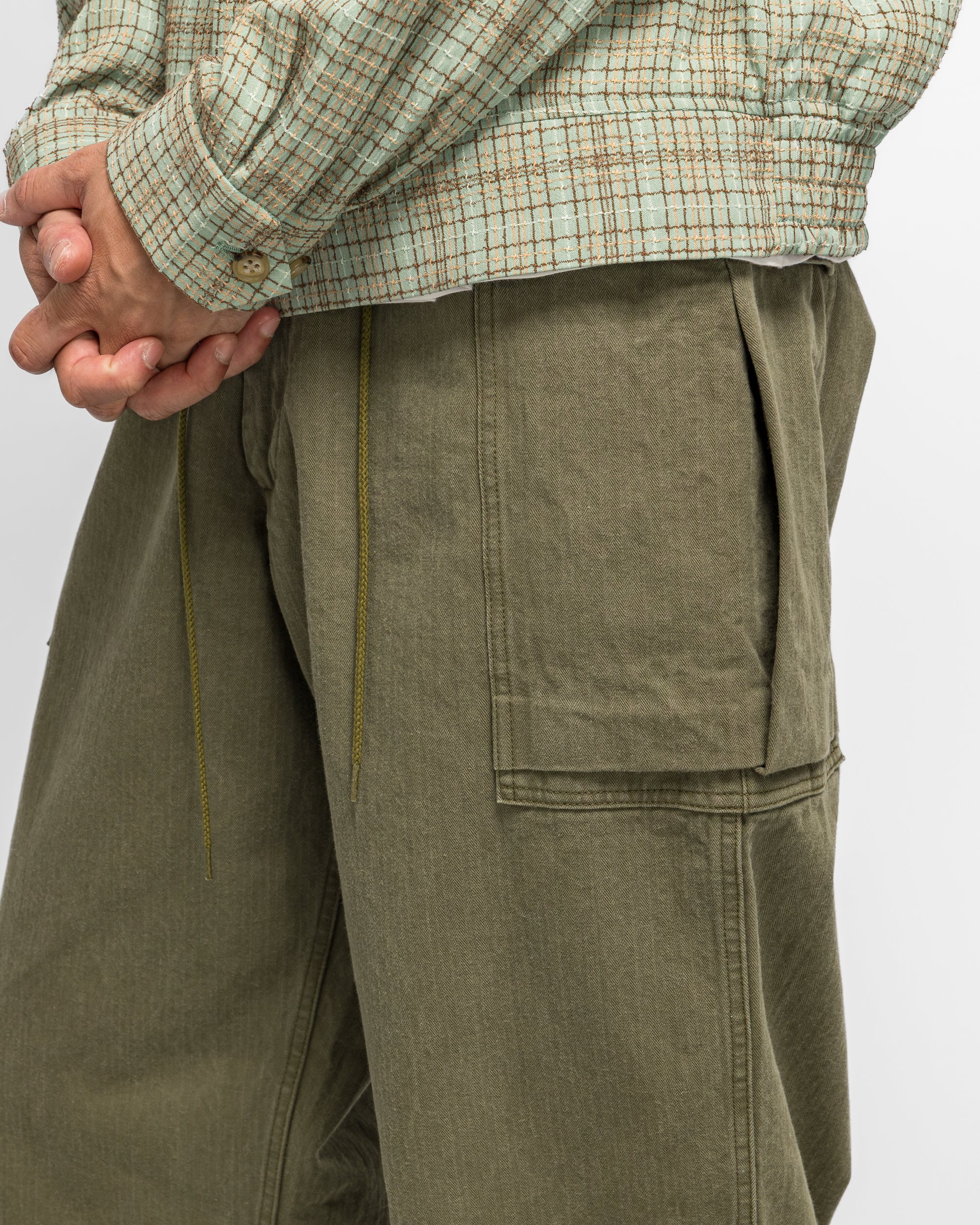 String Field Pant - Olive Cotton Herringbone - Image 5