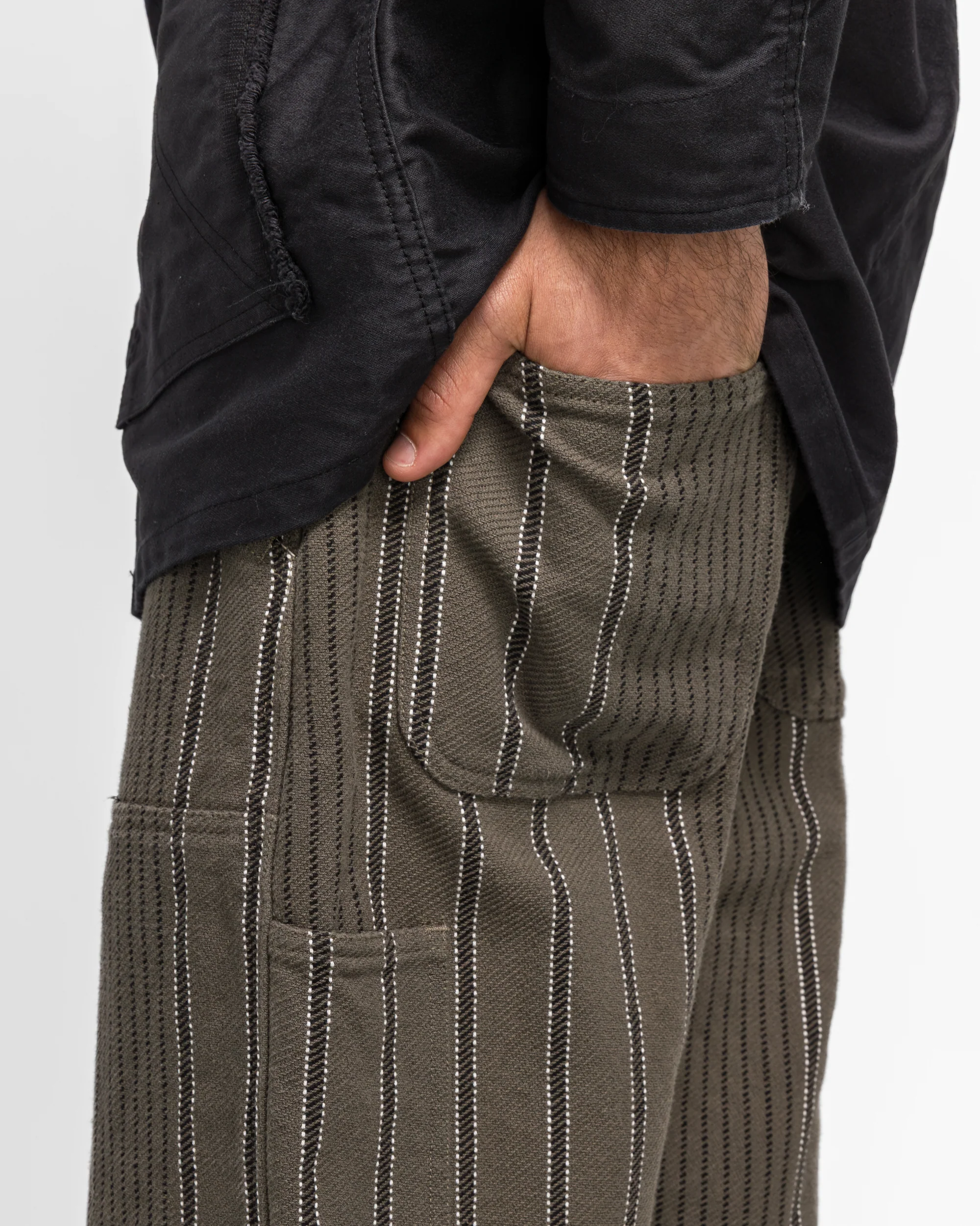 Stripe Double Knee Work Pants - Grey - Image 5