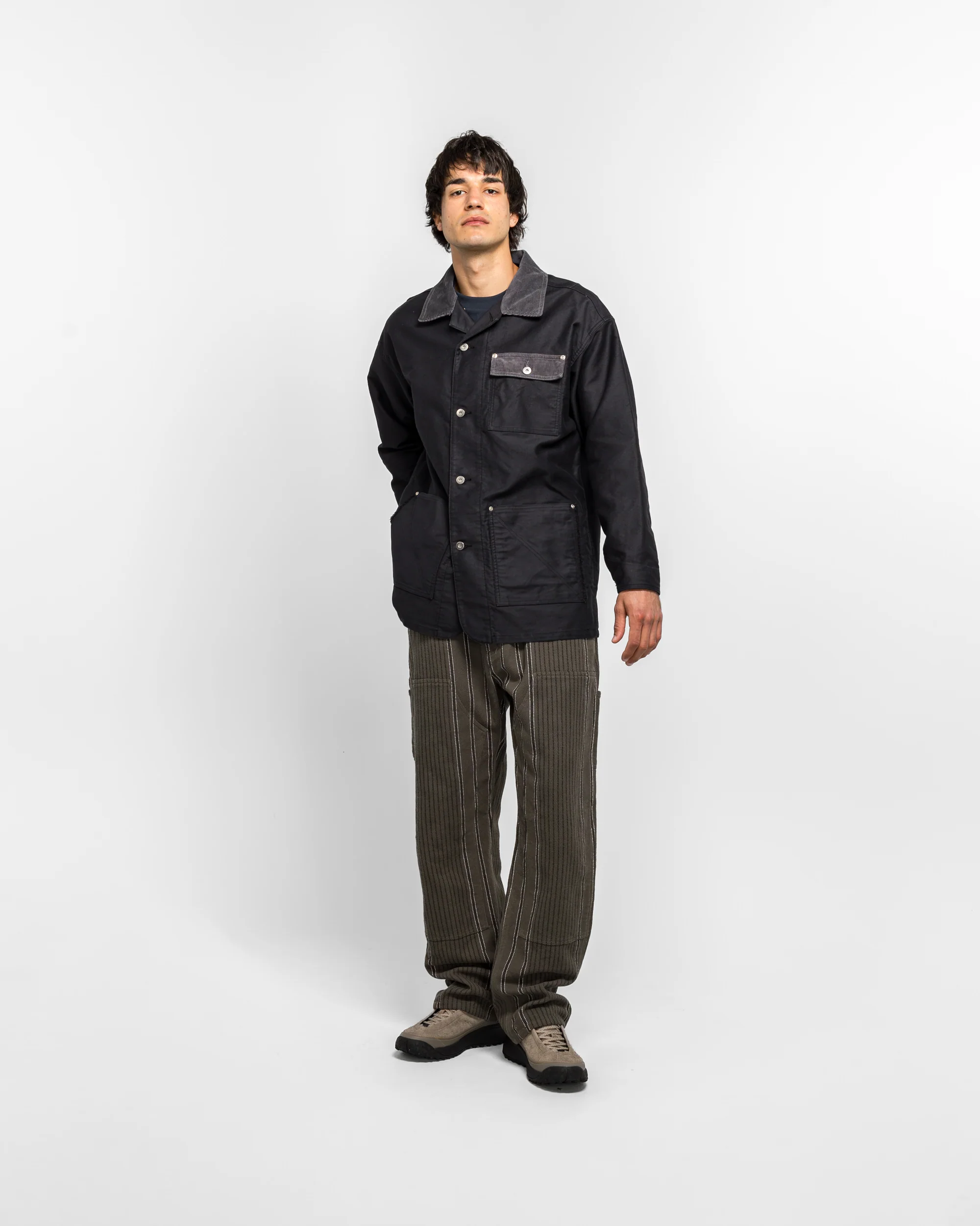 Stripe Double Knee Work Pants - Grey - Image 6