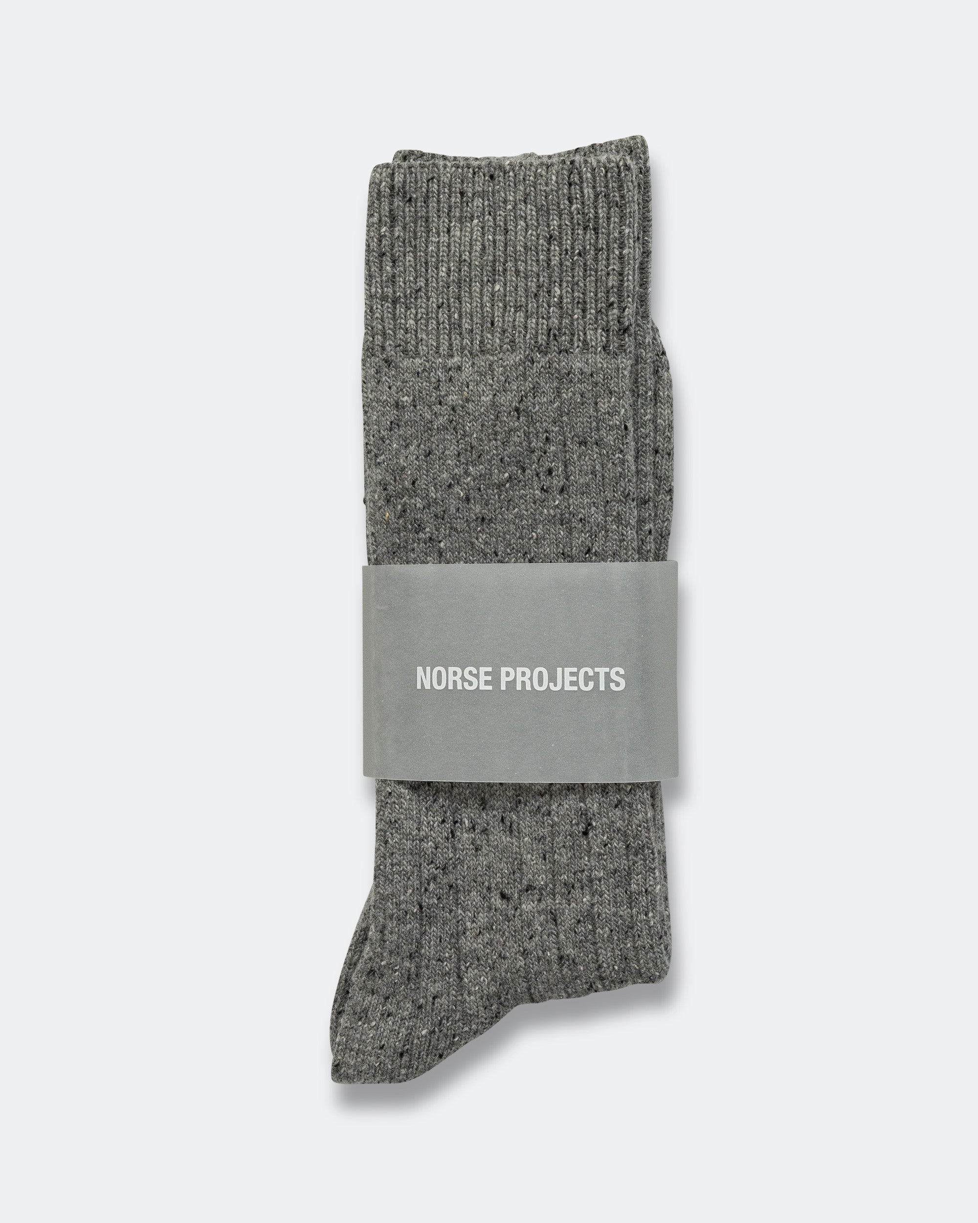 Bjarki Neps Wool Rib Sock - Grey Melange