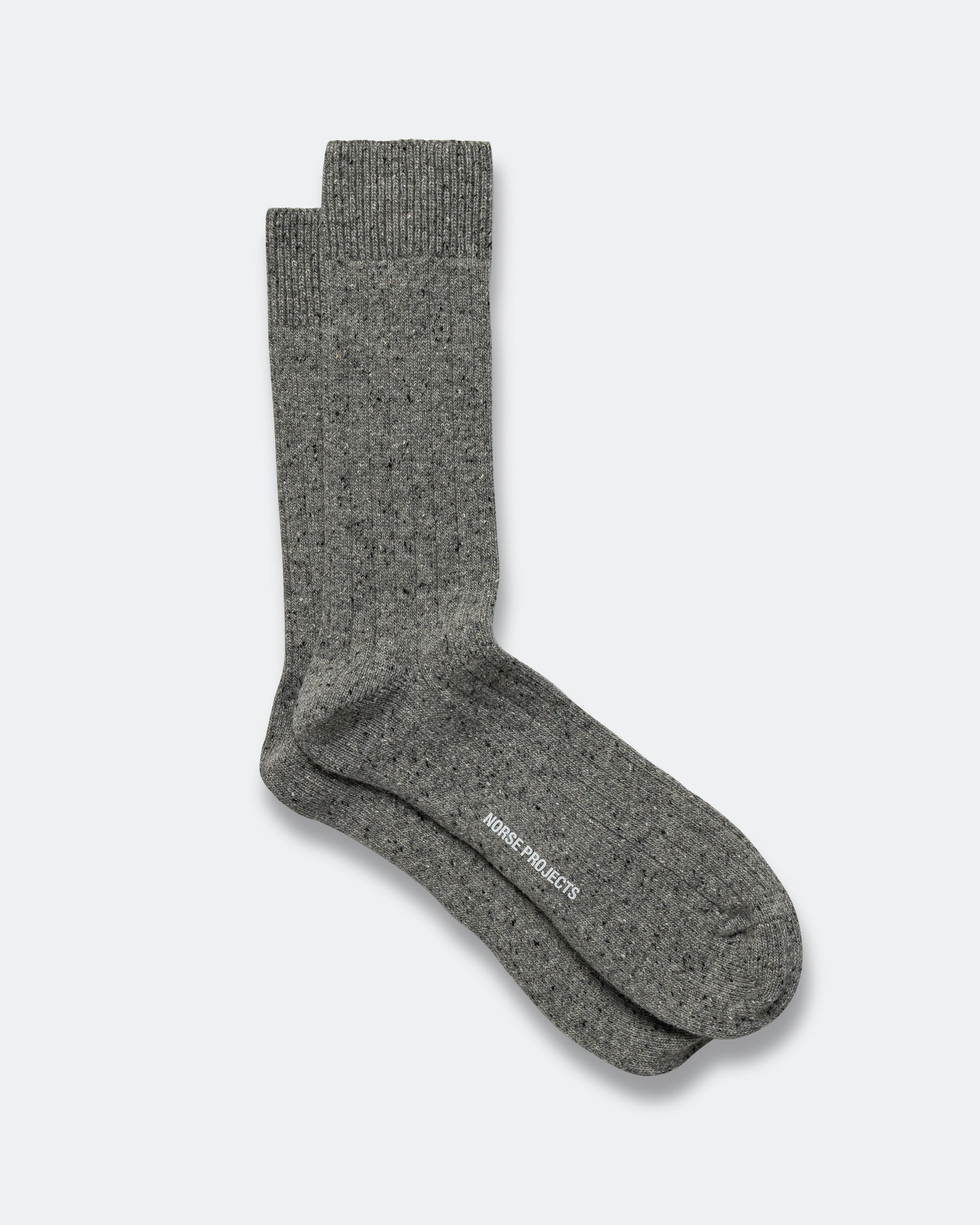Bjarki Neps Wool Rib Sock - Grey Melange - Image 2