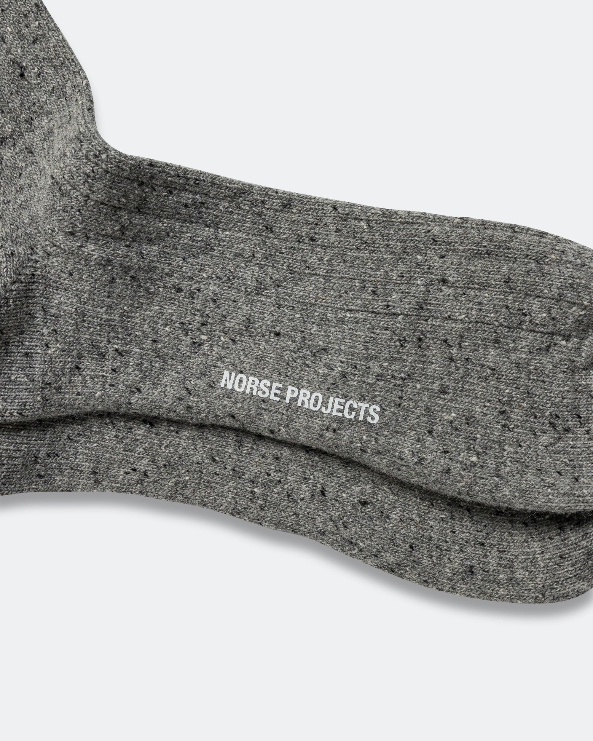 Bjarki Neps Wool Rib Sock - Grey Melange - Image 4