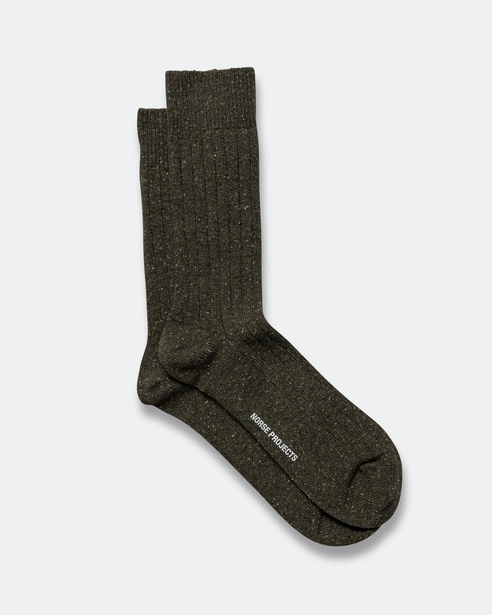 Bjarki Neps Wool Rib Sock - Olive Night - Image 2