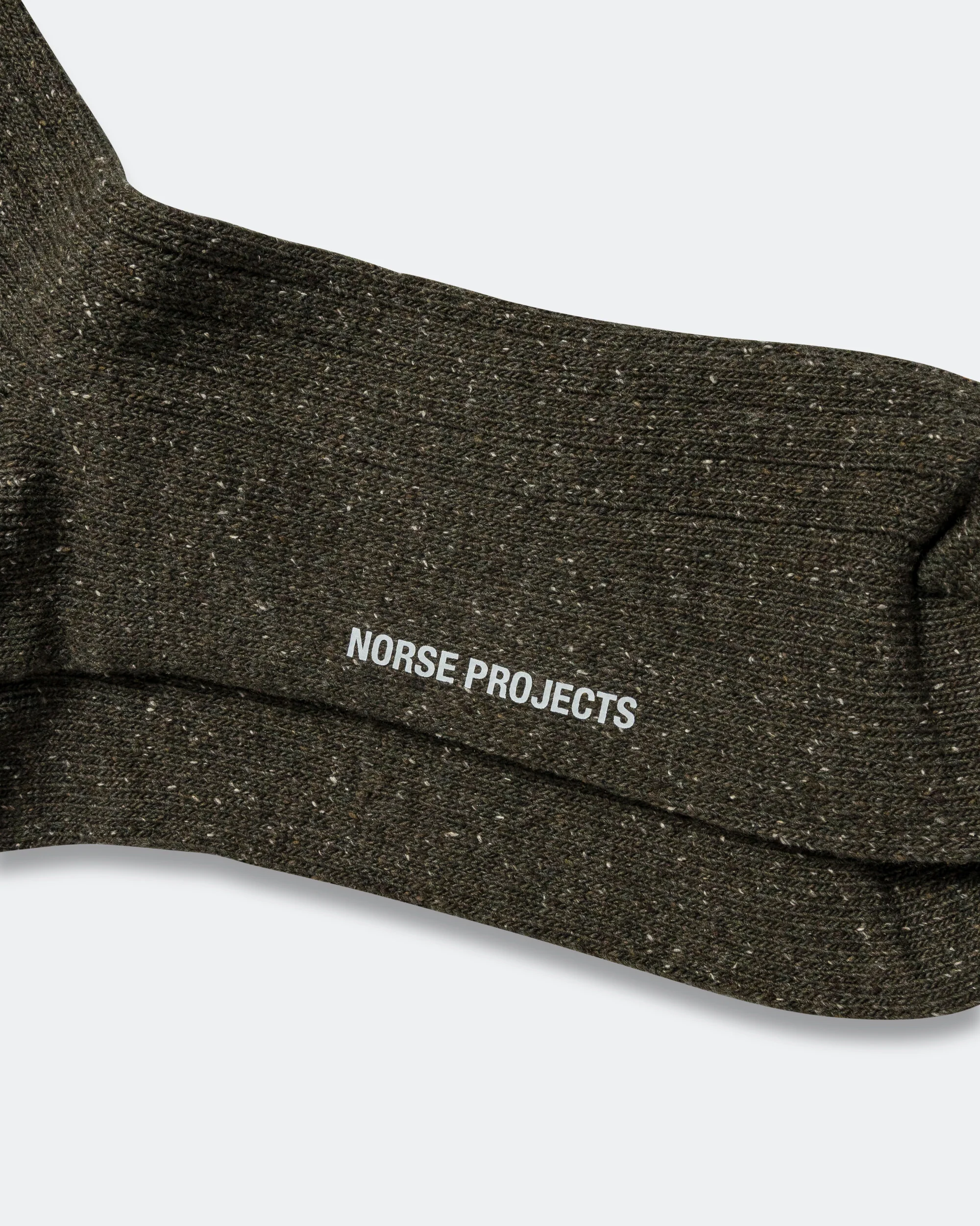 Bjarki Neps Wool Rib Sock - Olive Night - Image 4