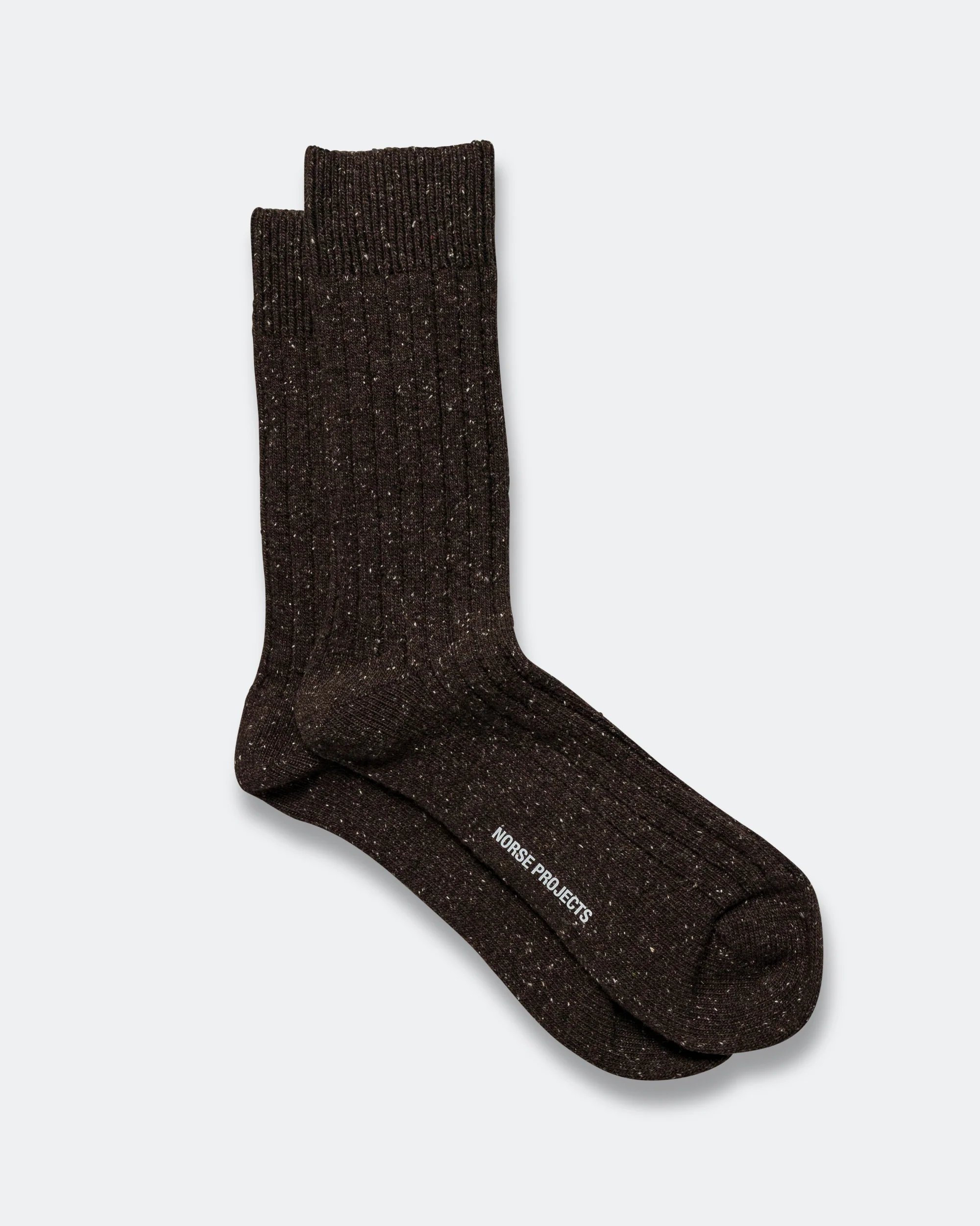 Bjarki Neps Wool Rib Sock - Seal Brown - Image 2