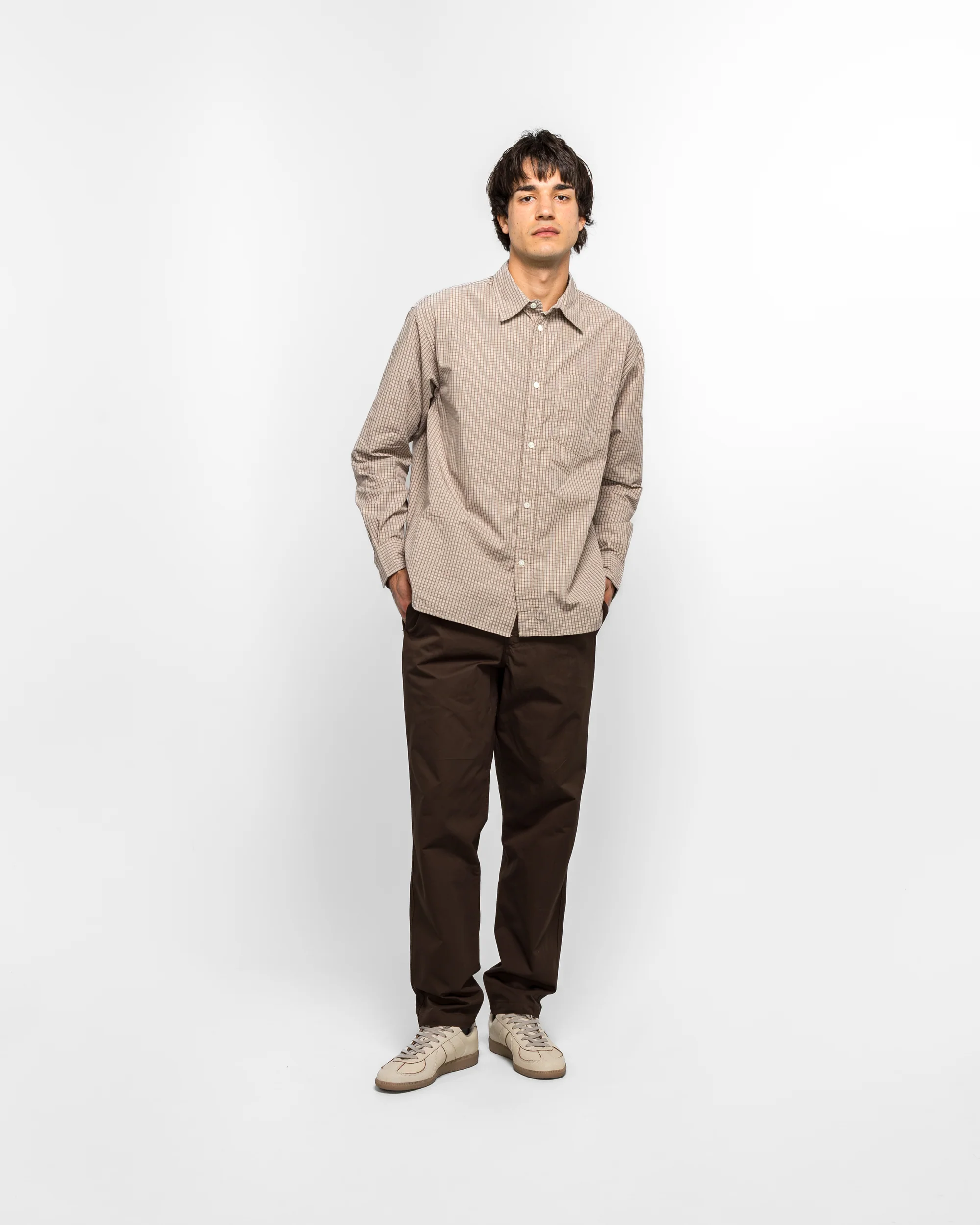 Ezra Regular Mineral Dyed Fine Twill Trousers - Espresso - Image 5