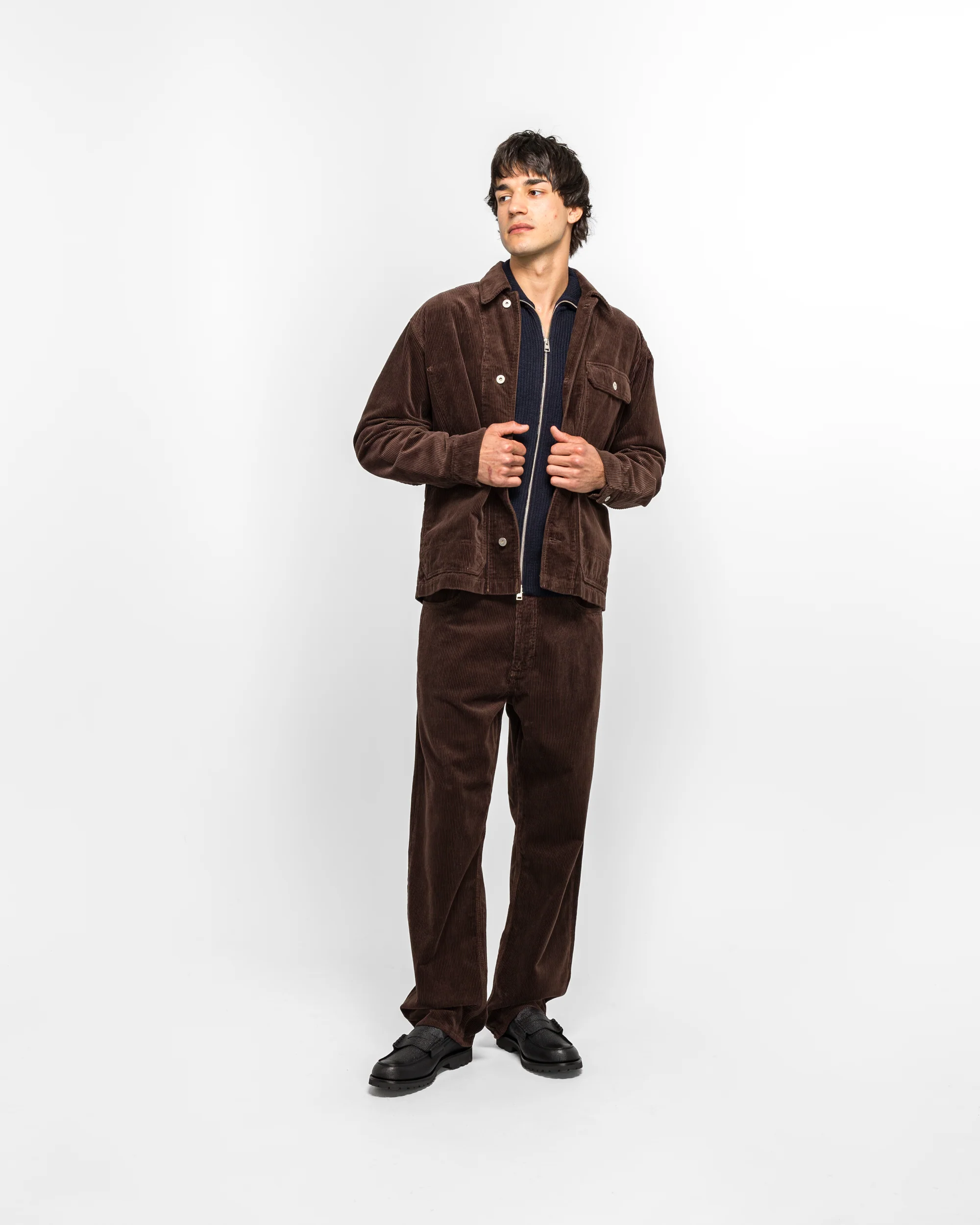 Folke Wide Corduroy Chore Jacket - Espresso - Image 6