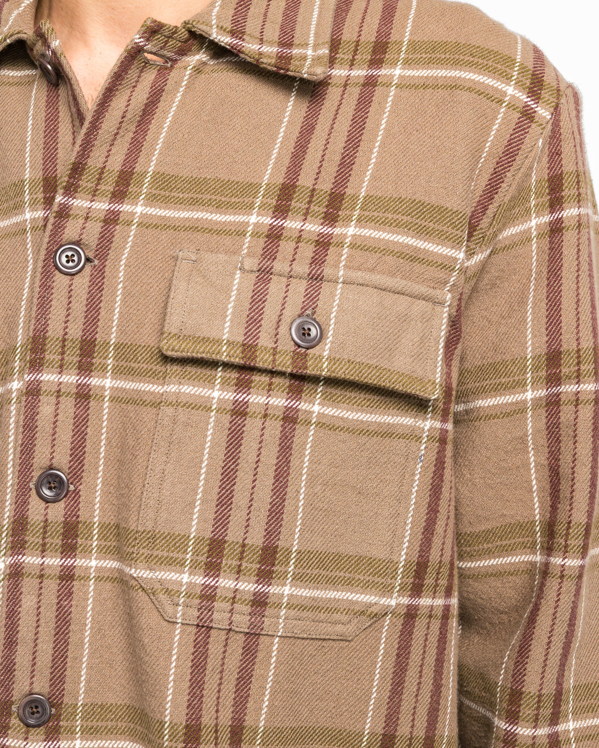 Hjalmer Heavy Twill Check Overshirt - Walnut - Image 5