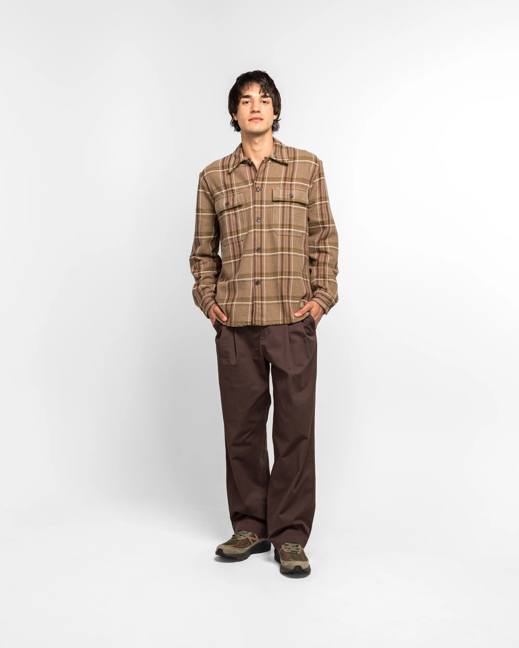Hjalmer Heavy Twill Check Overshirt - Walnut - Image 6