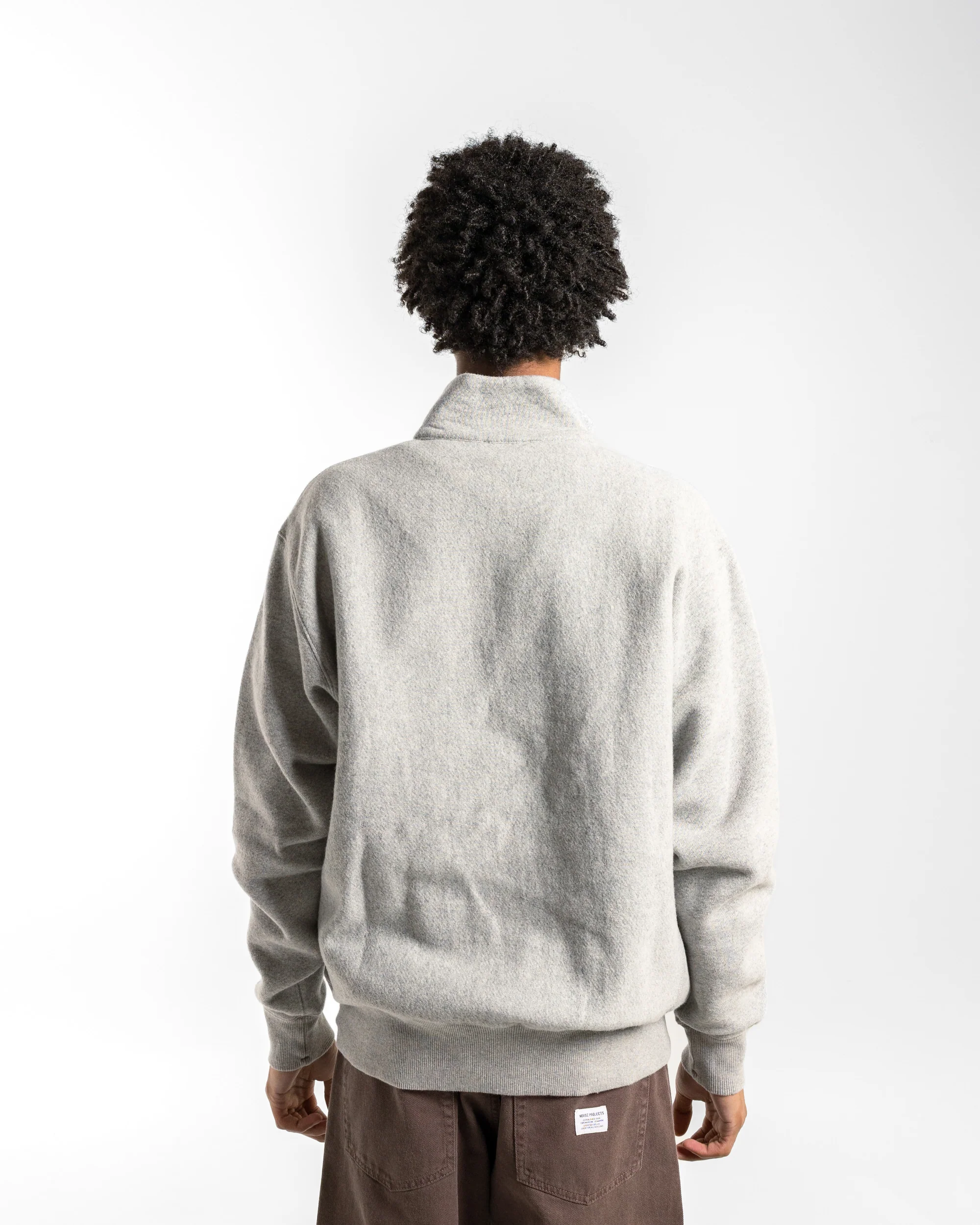 Ketel Relaxed Cotton Wool Half Zip Sweatshirt - Grey Melange - Image 4