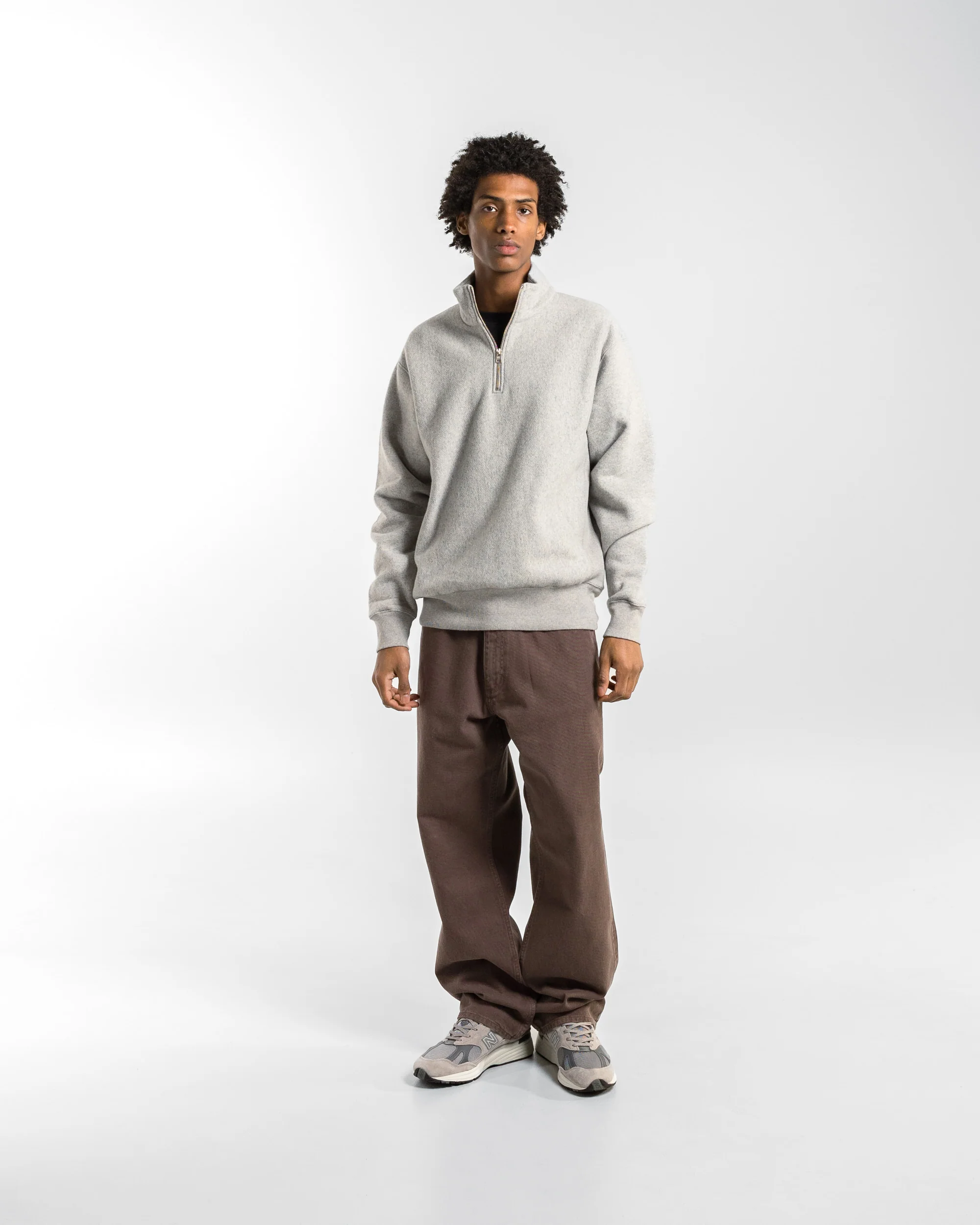 Ketel Relaxed Cotton Wool Half Zip Sweatshirt - Grey Melange - Image 5