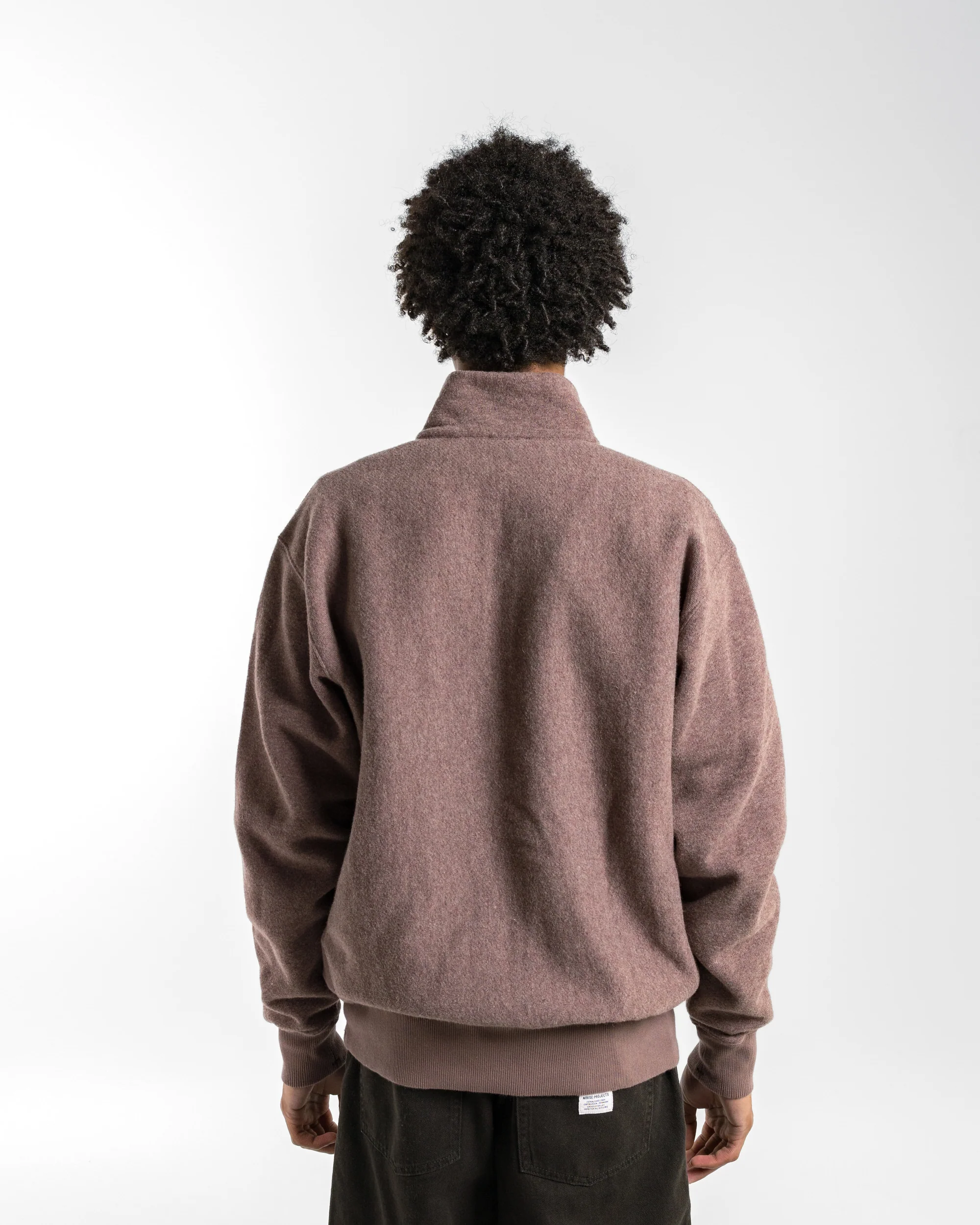 Ketel Relaxed Cotton Wool Half Zip Sweatshirt - Walnut - Image 4